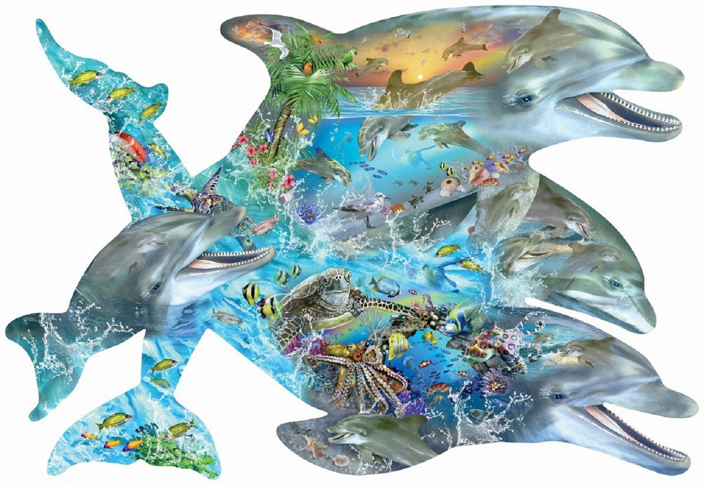 Song of the Dolphins 1000 pc Special Shape Jigsaw Puzzle 95264