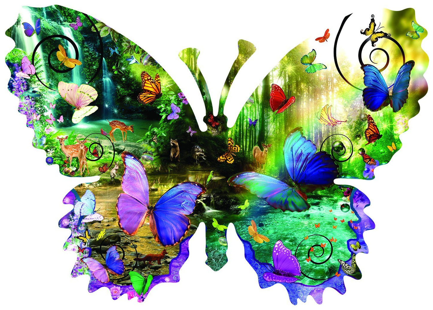 Forest Butterfly 1000 pc Special Shape Jigsaw Puzzle 96024