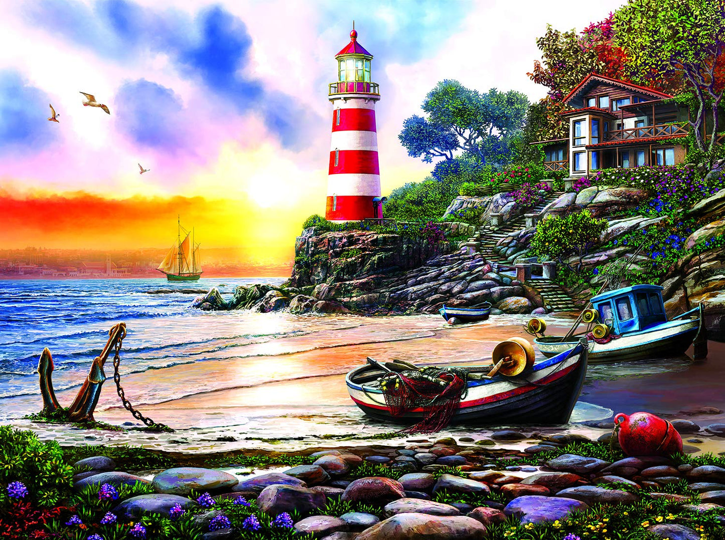 Lighthouse Harbor 1000 pc Jigsaw Puzzle 42925