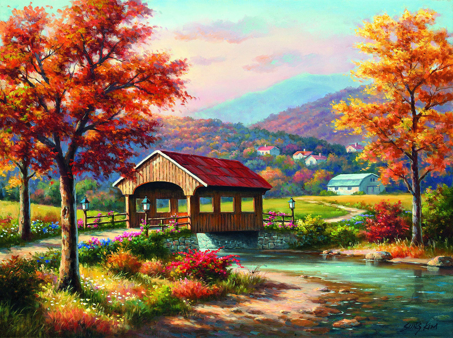 Fall at the Covered Bridge 1000 pc Jigsaw Puzzle 36608