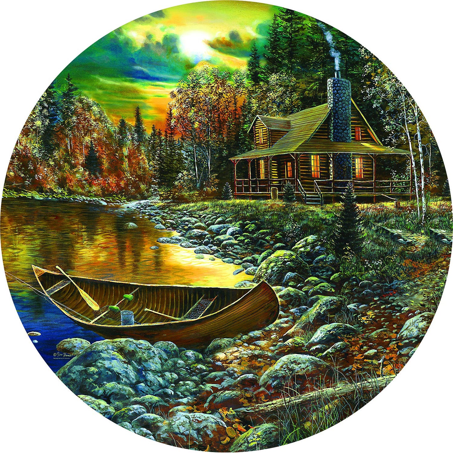 Fall Cabin 500 pc Round Jigsaw Puzzle 74106