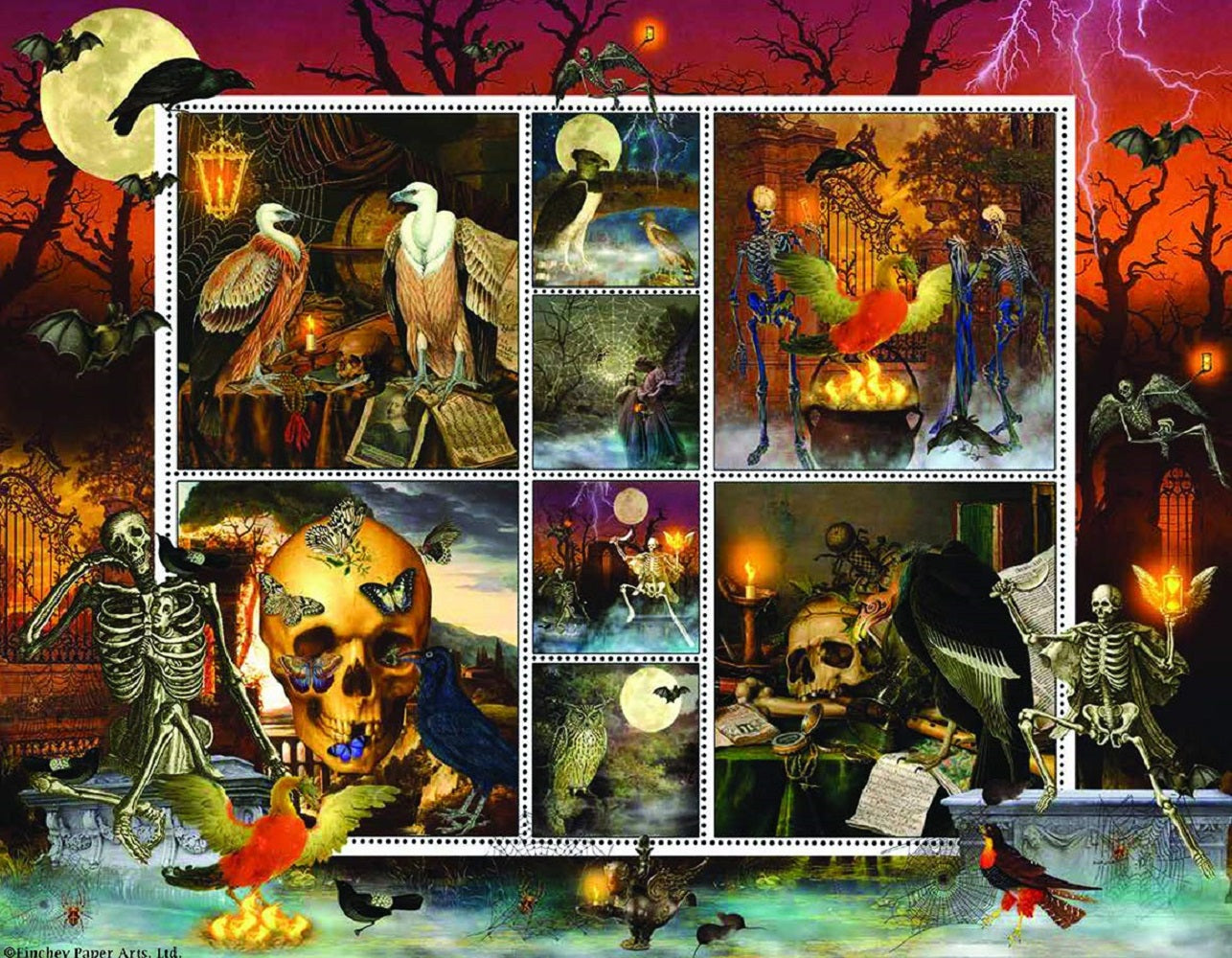 Halloween Stamps Skeleton Dance 1000 pc Jigsaw Puzzle 55924