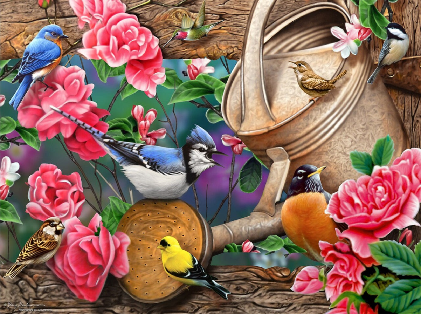 Watering Can Birds 1000 pc Jigsaw Puzzle 49016