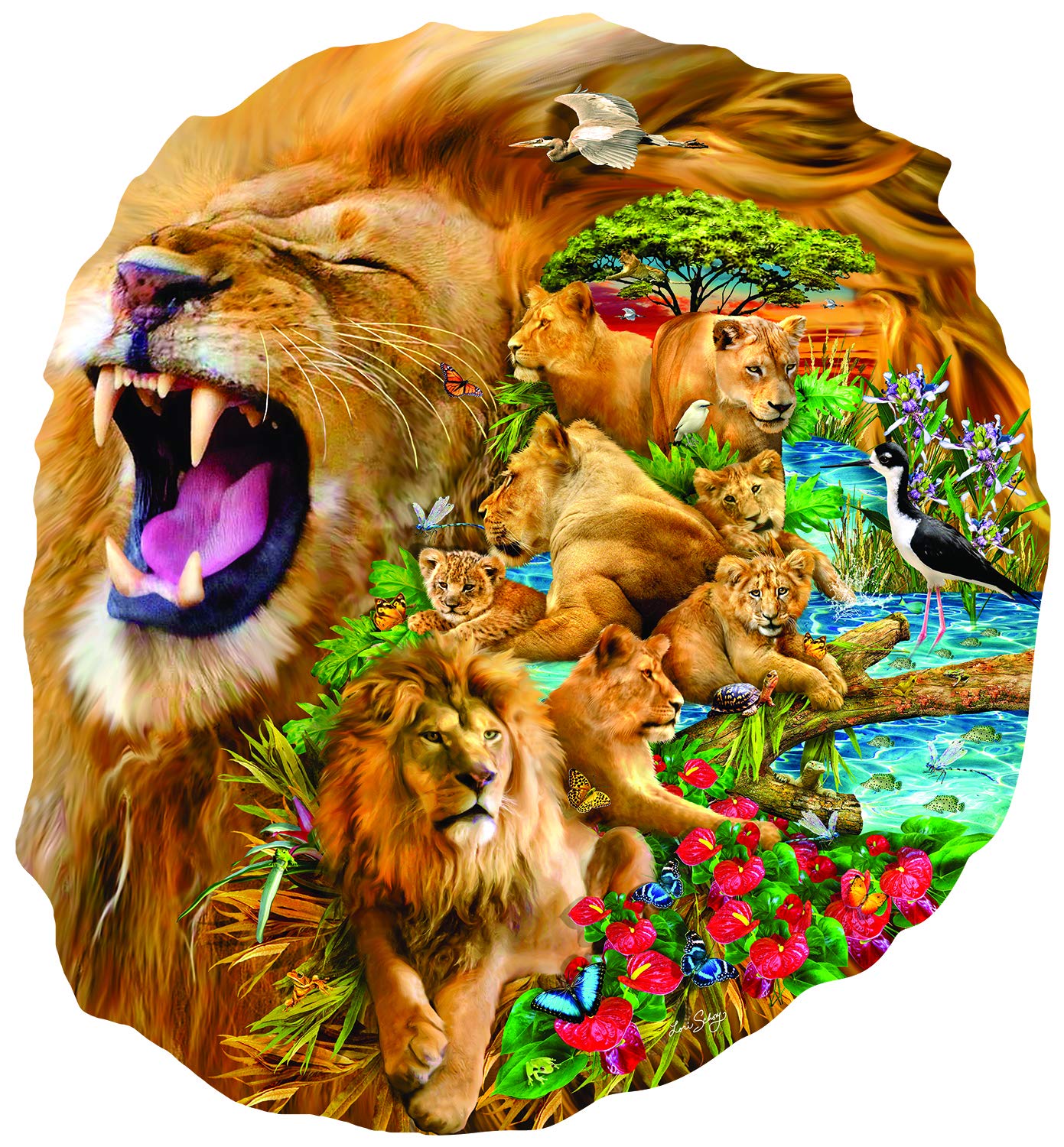 Lion Family 600 pc Special Shape Jigsaw Puzzle 97010
