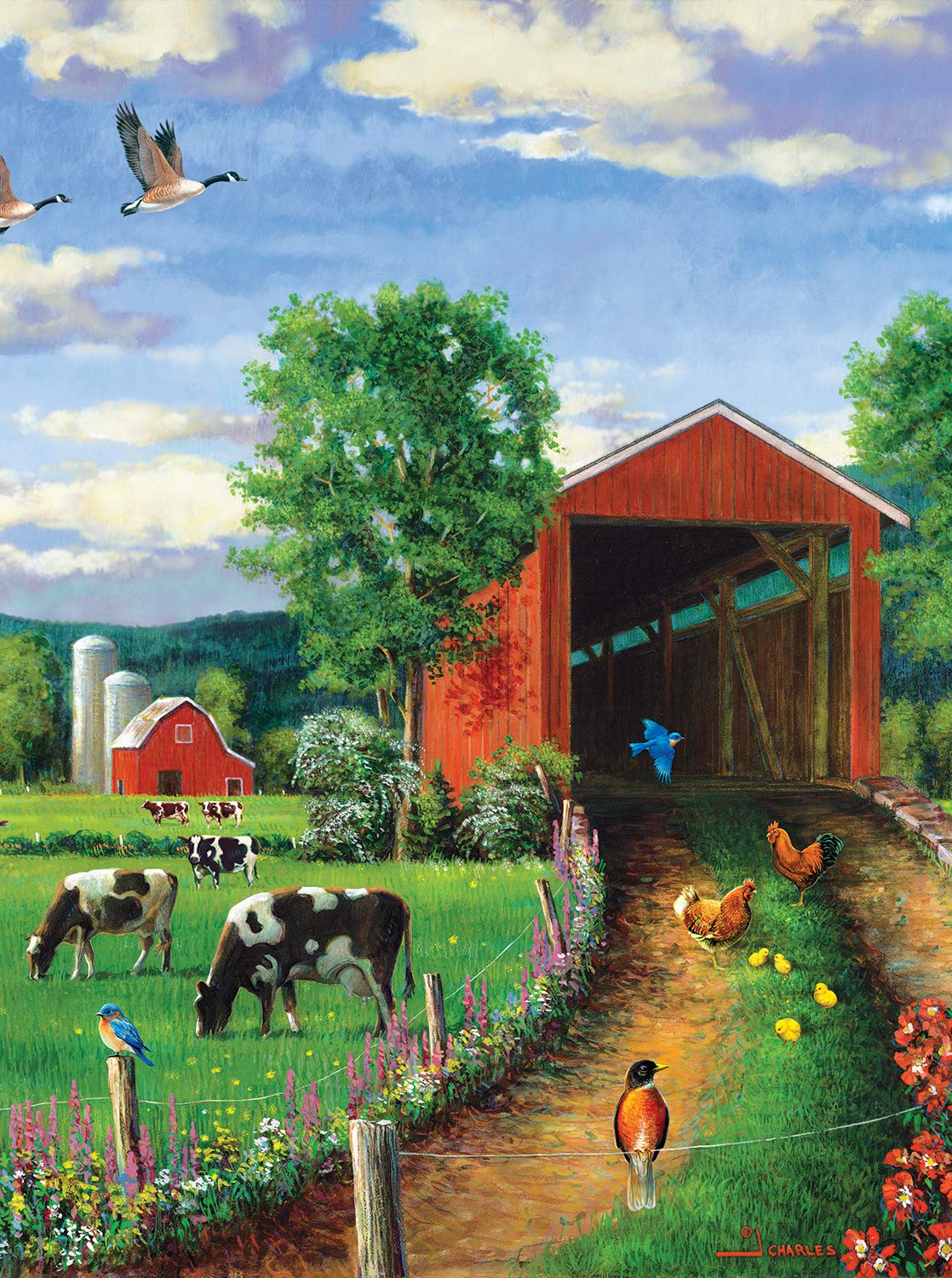 Chickens At the Bridge 500 pc Jigsaw Puzzle 37202