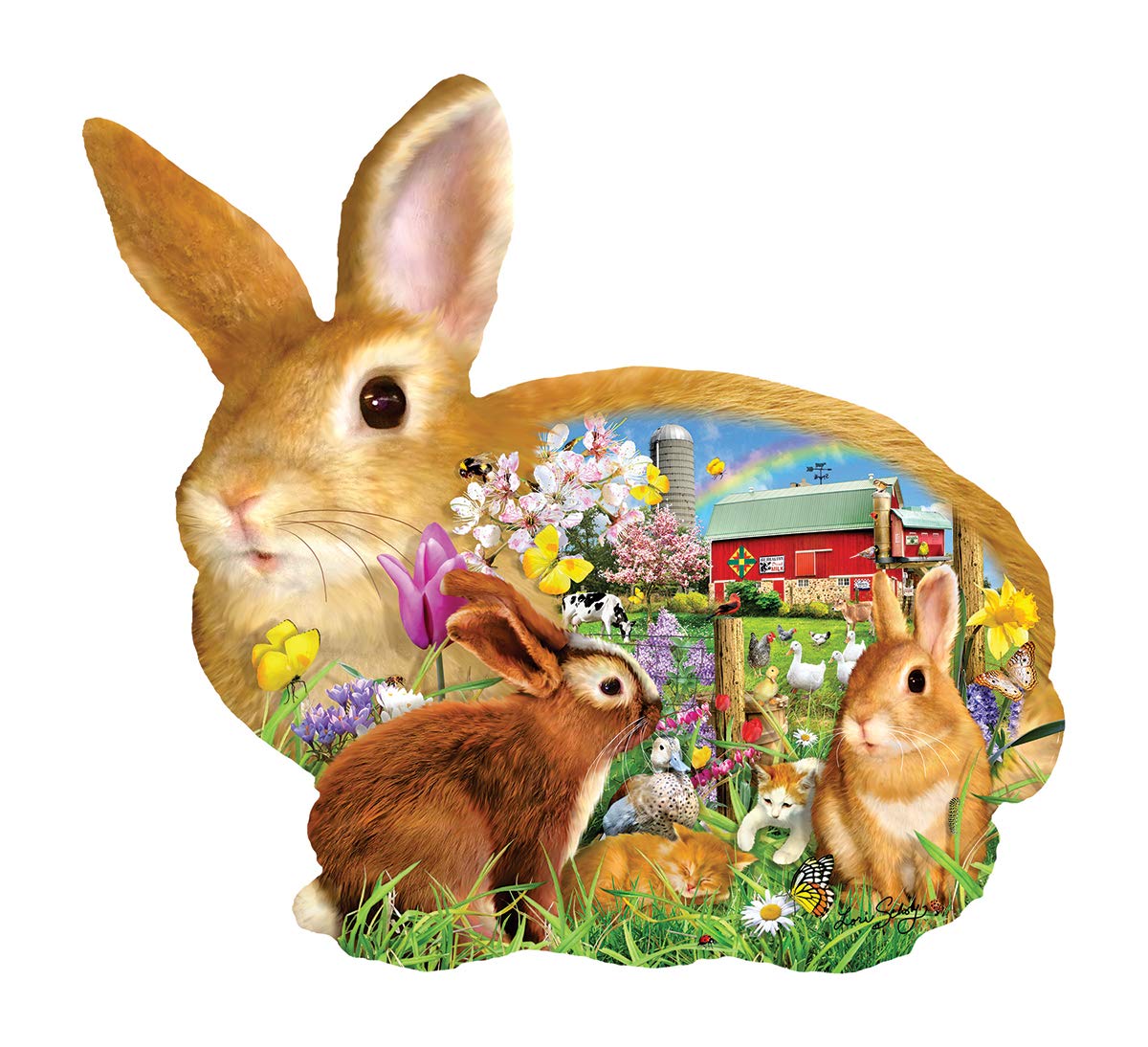 Springtime Bunnies 1000 pc Special Shape Jigsaw Puzzle 97038