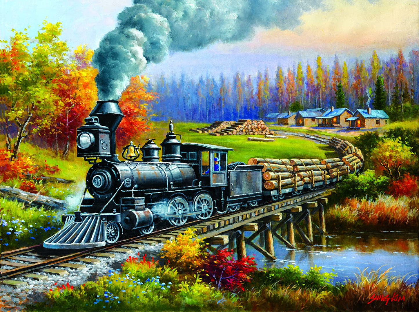 Logging Camp Run 1000 pc Jigsaw Puzzle 36678