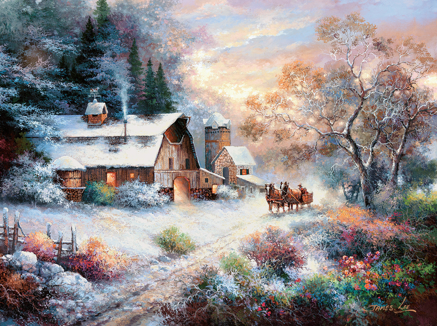 Snowy Evening Outing 1000 pc Jigsaw Puzzle 18055