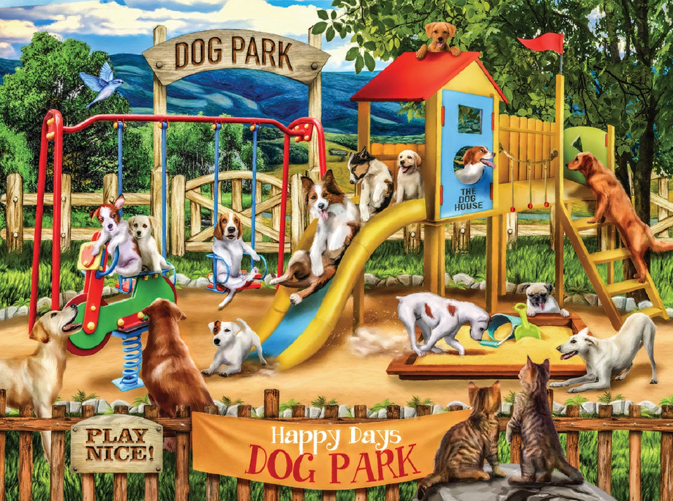 Happy Days Dog Park 1000 pc Jigsaw Puzzle 28538