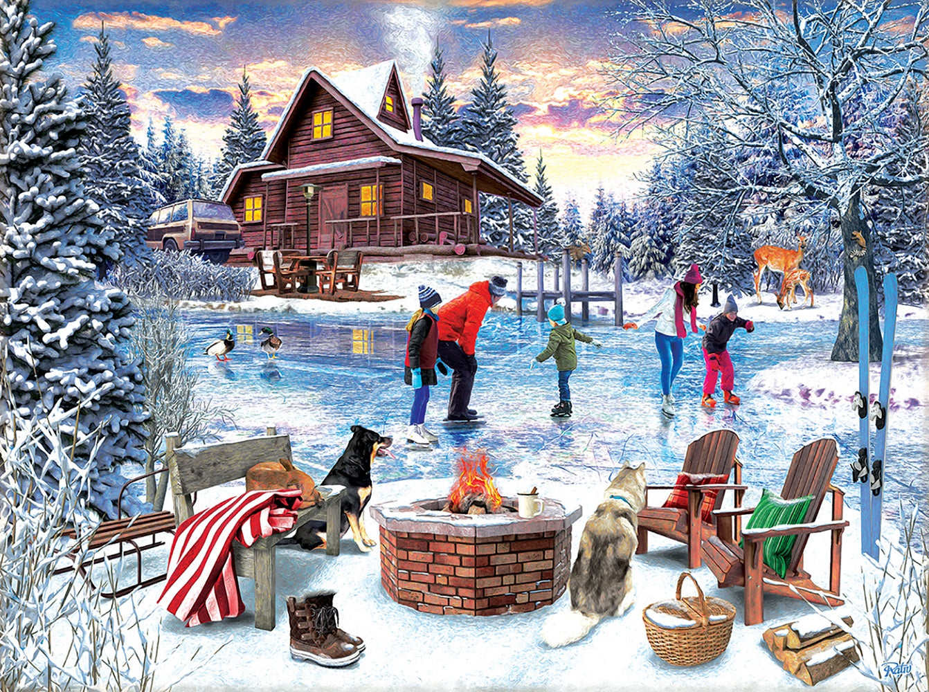 Fireside Skaters 1000 pc Jigsaw Puzzle 42242