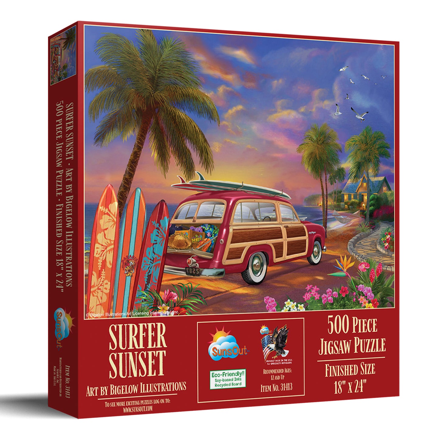 Surfer Sunset 500 pc Jigsaw Puzzle 31413