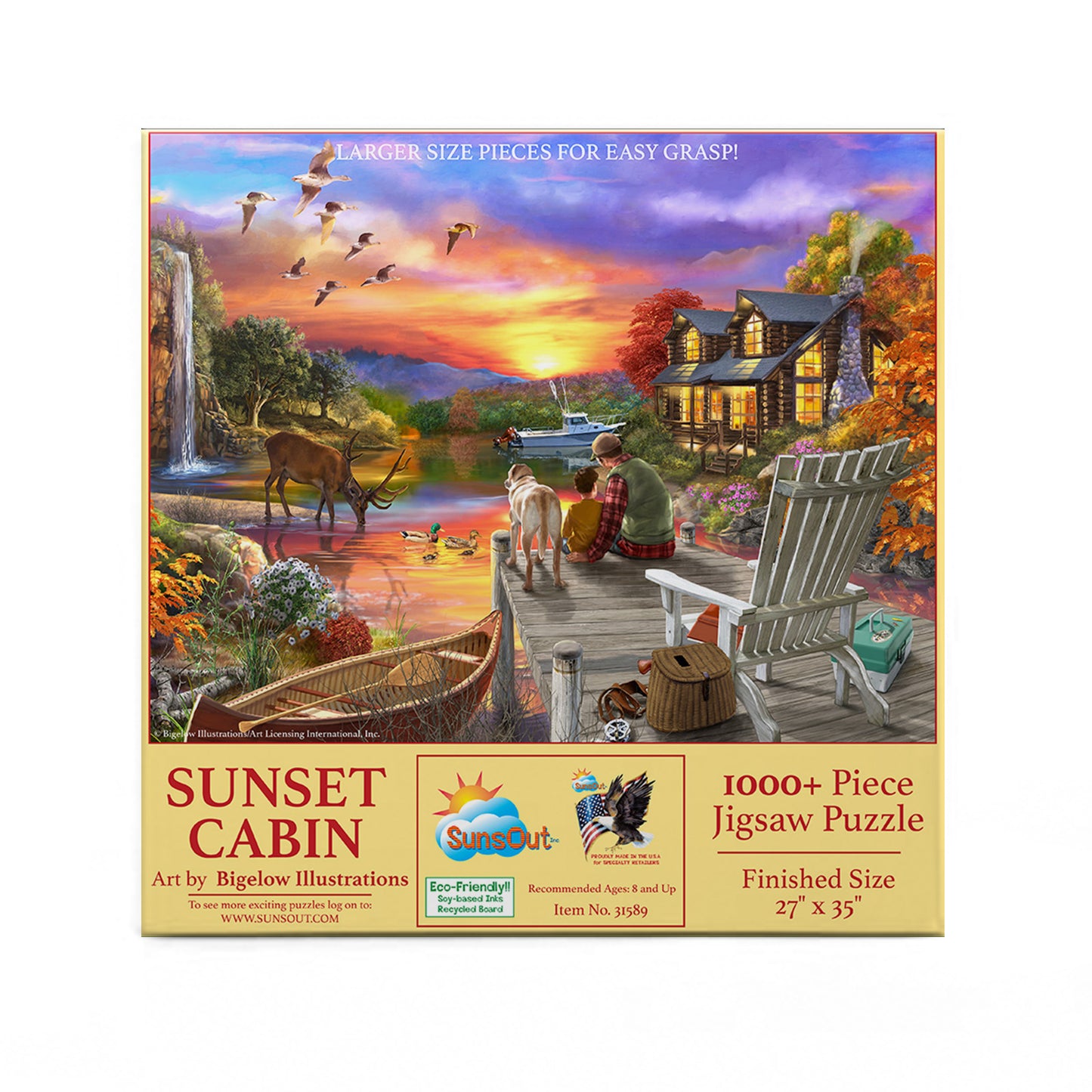 Sunset Cabin 1000 pc Large Pieces Jigsaw Puzzle 31589
