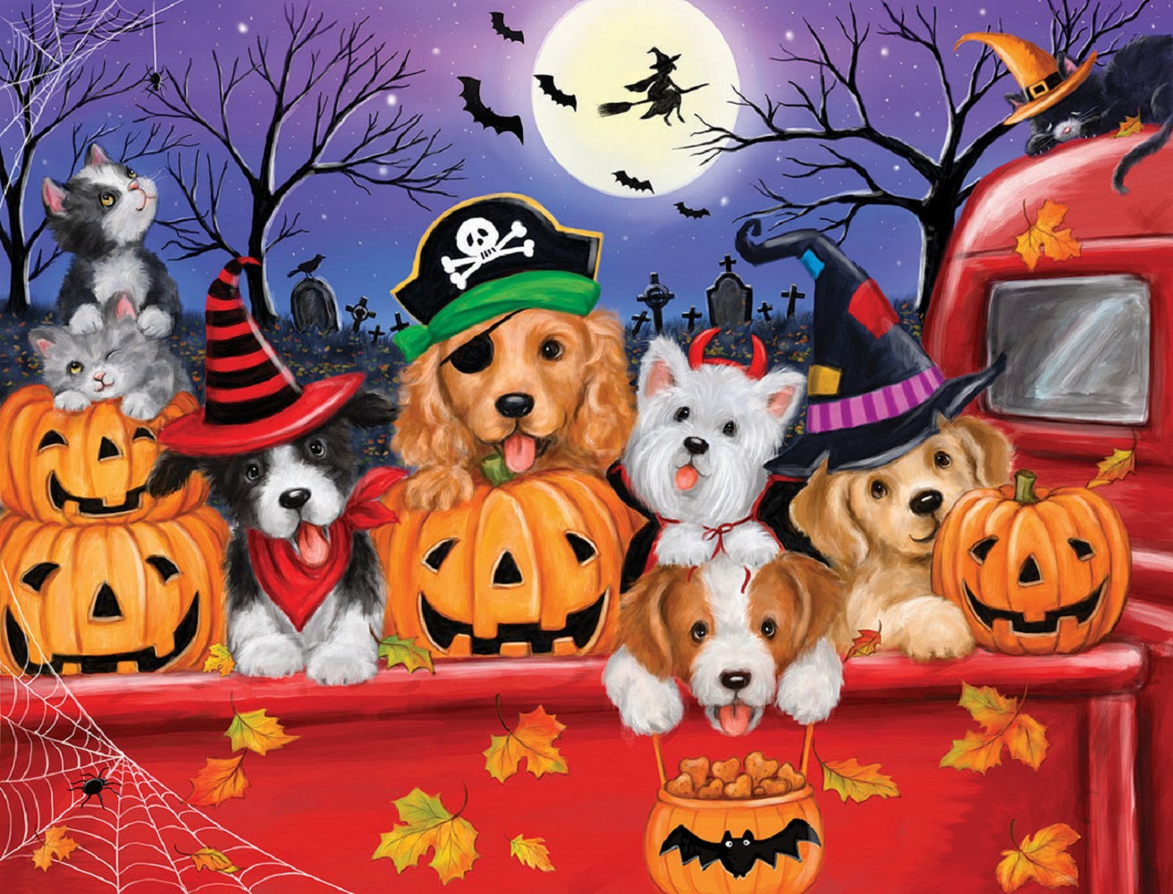 Red Truck Halloween 300 pc Jigsaw Puzzle 35322