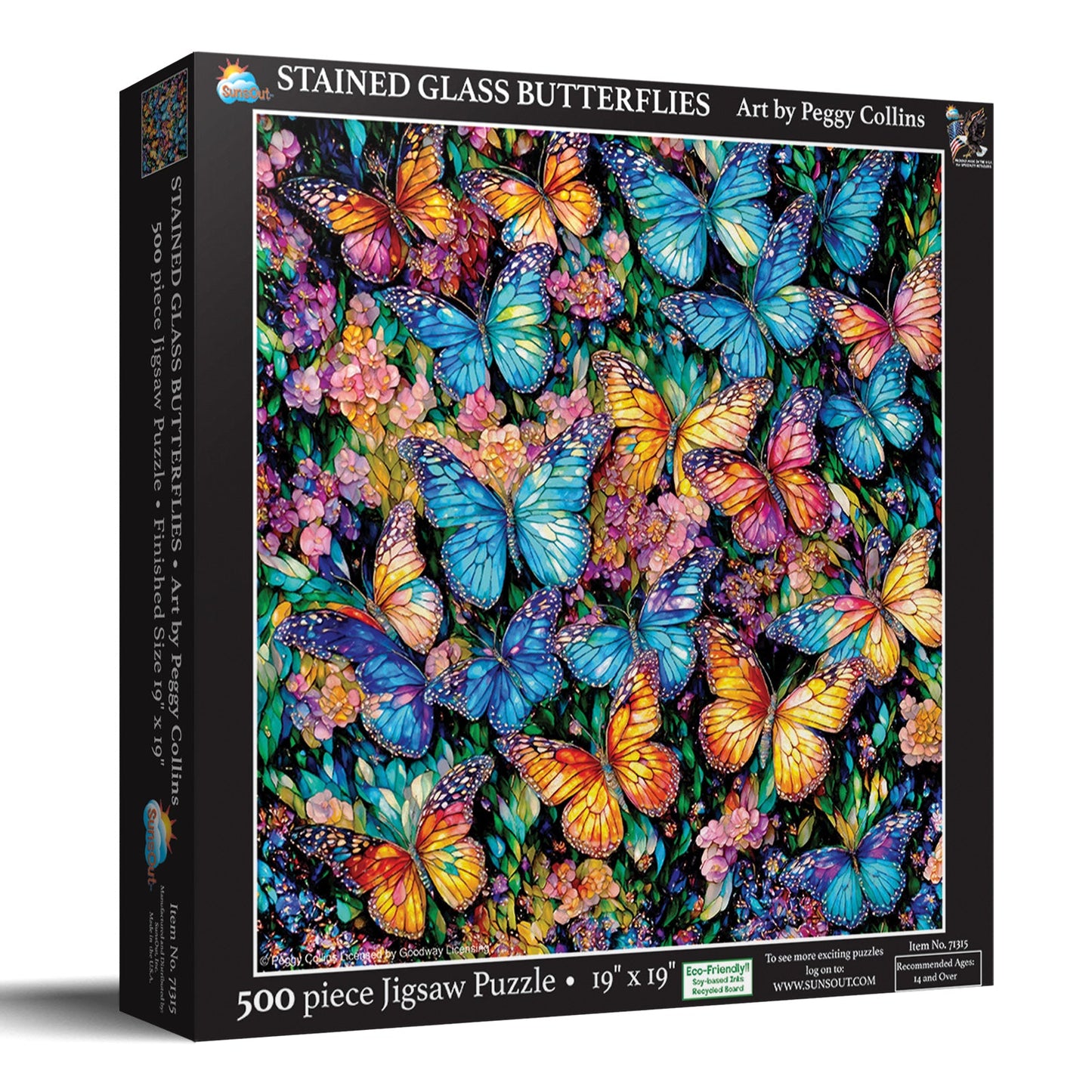 Stained Glass Butterflies 500 pc Jigsaw Puzzle 71315