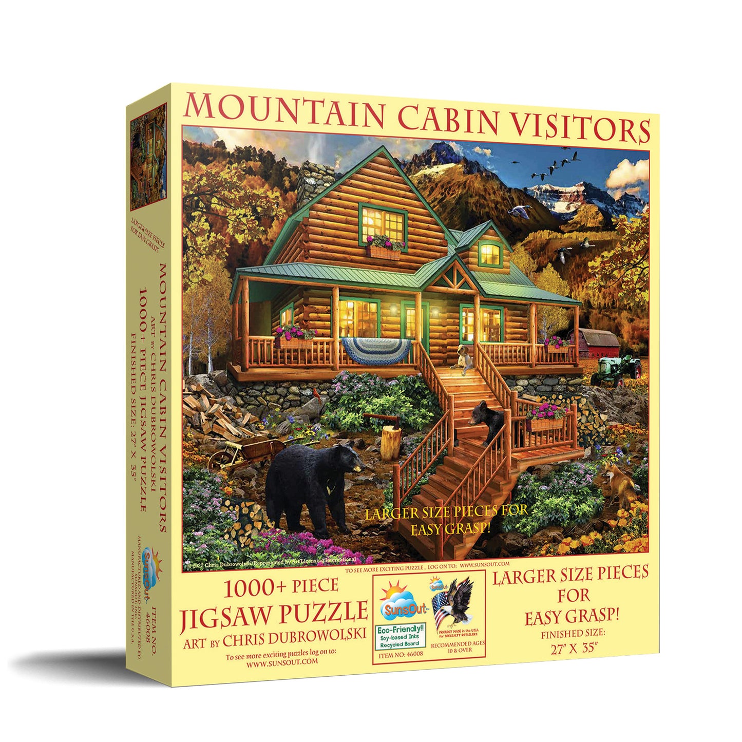 Mountain Cabin Visitors 1000 pc Large Pieces Jigsaw Puzzle 46008