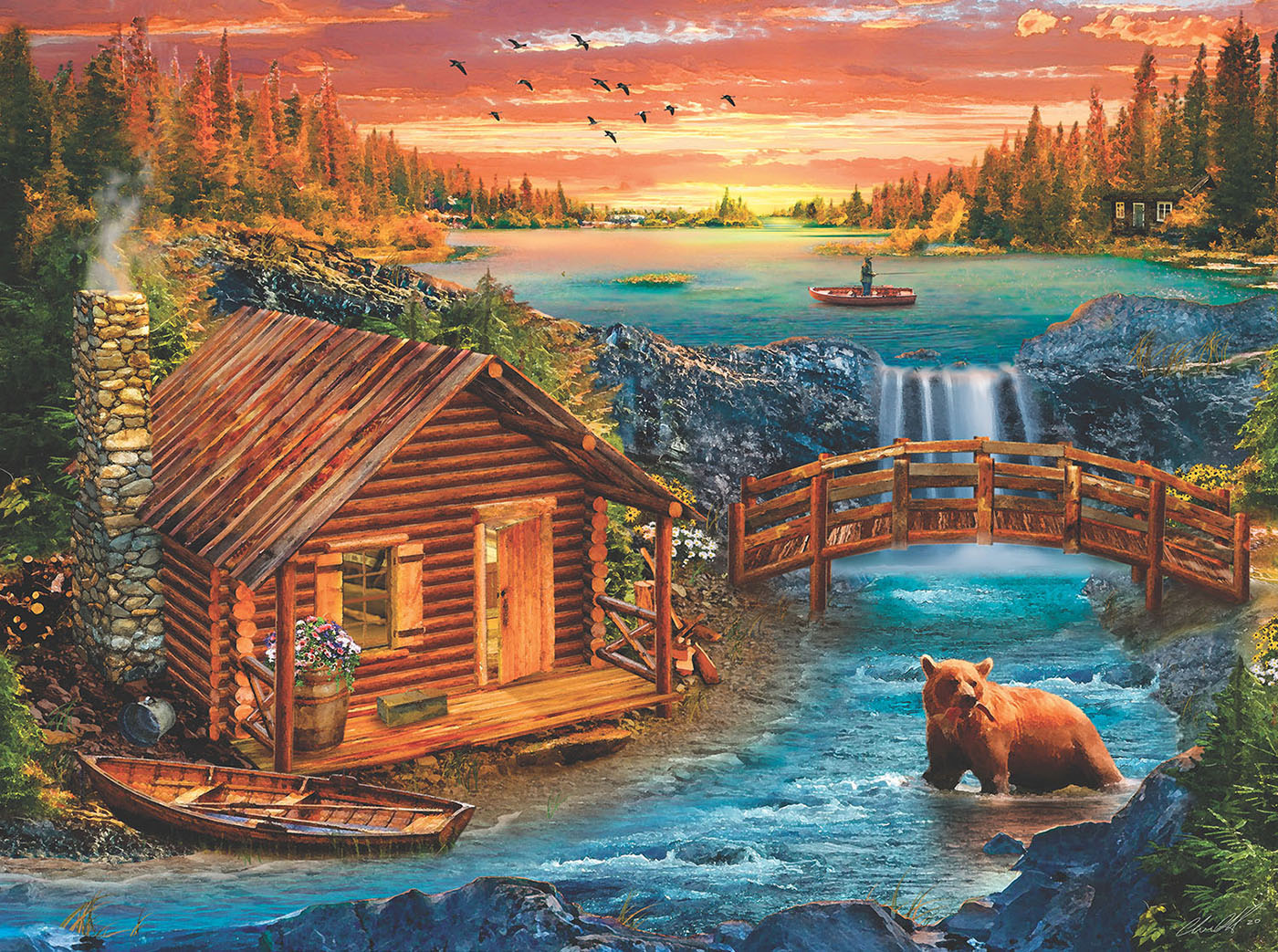 Fall Mountain Cabin 1000 pc Jigsaw Puzzle 46025