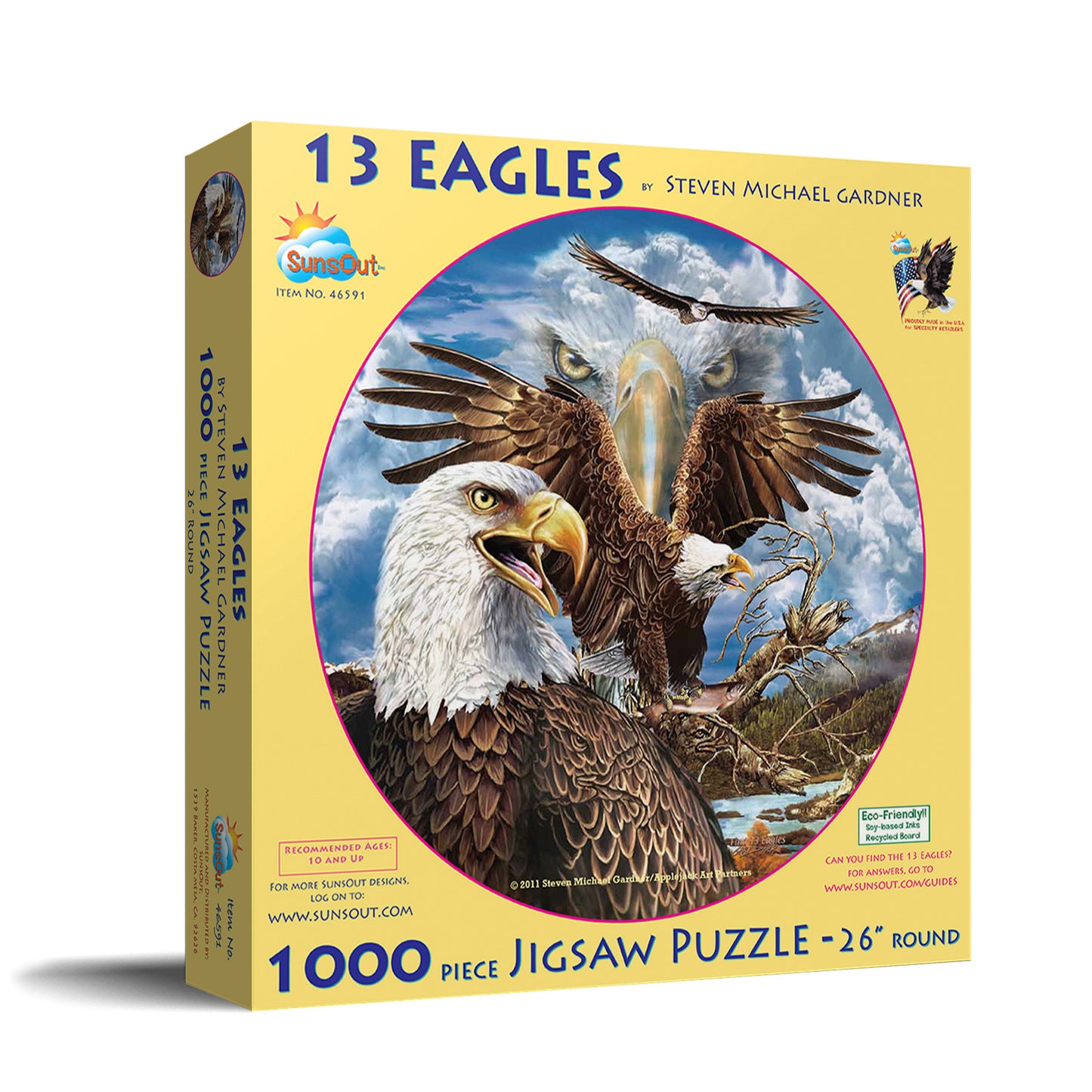 13 Eagles 1000 pc Round Jigsaw Puzzle 46591