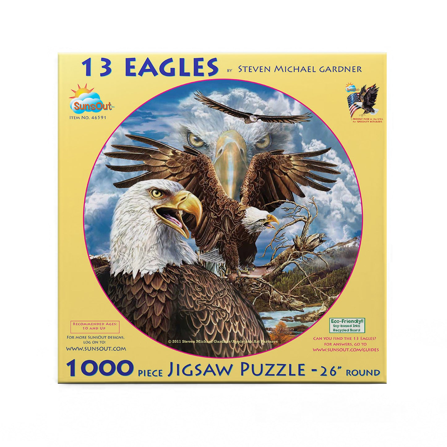 13 Eagles 1000 pc Round Jigsaw Puzzle 46591