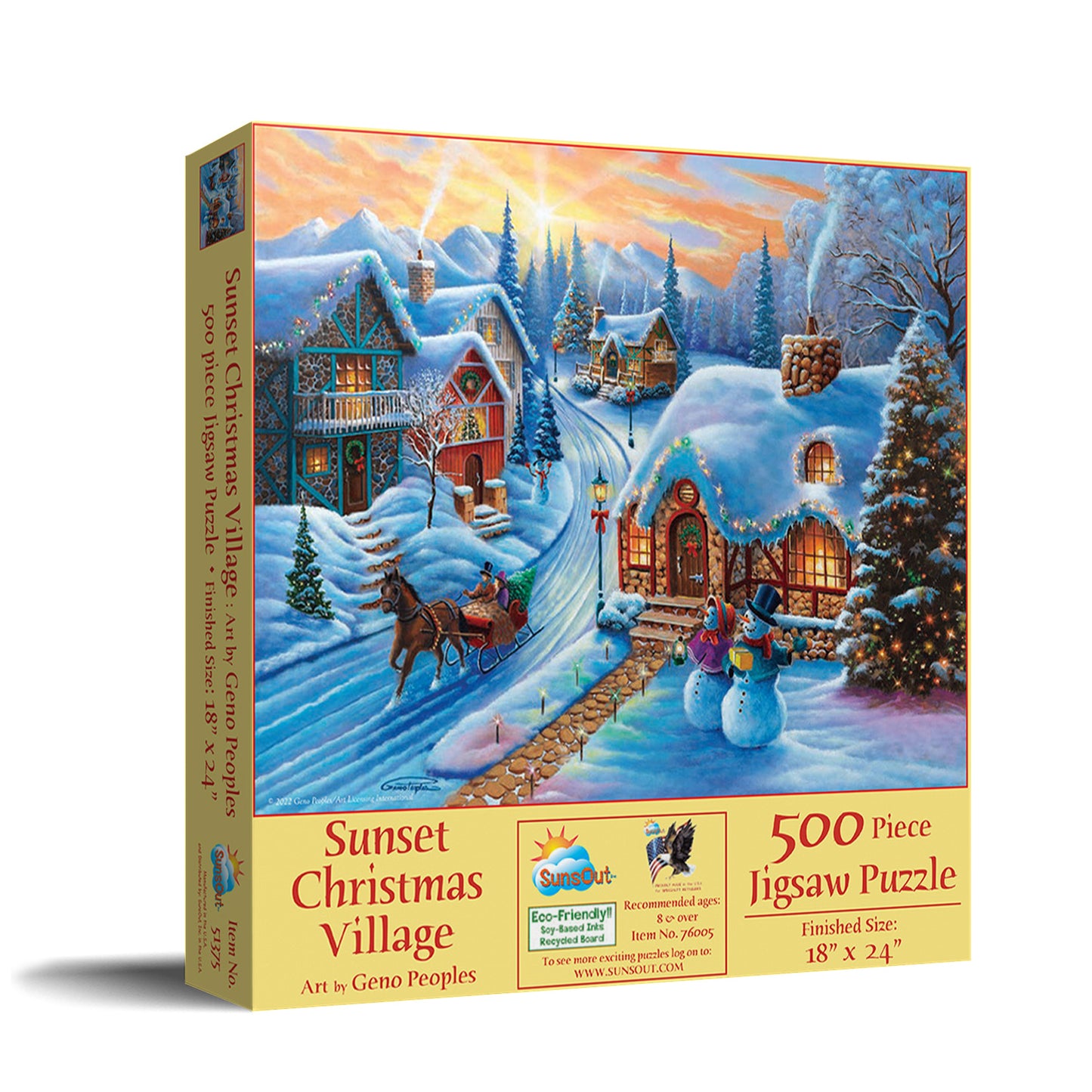 Sunset Christmas Village 500 pc Jigsaw Puzzle 51375
