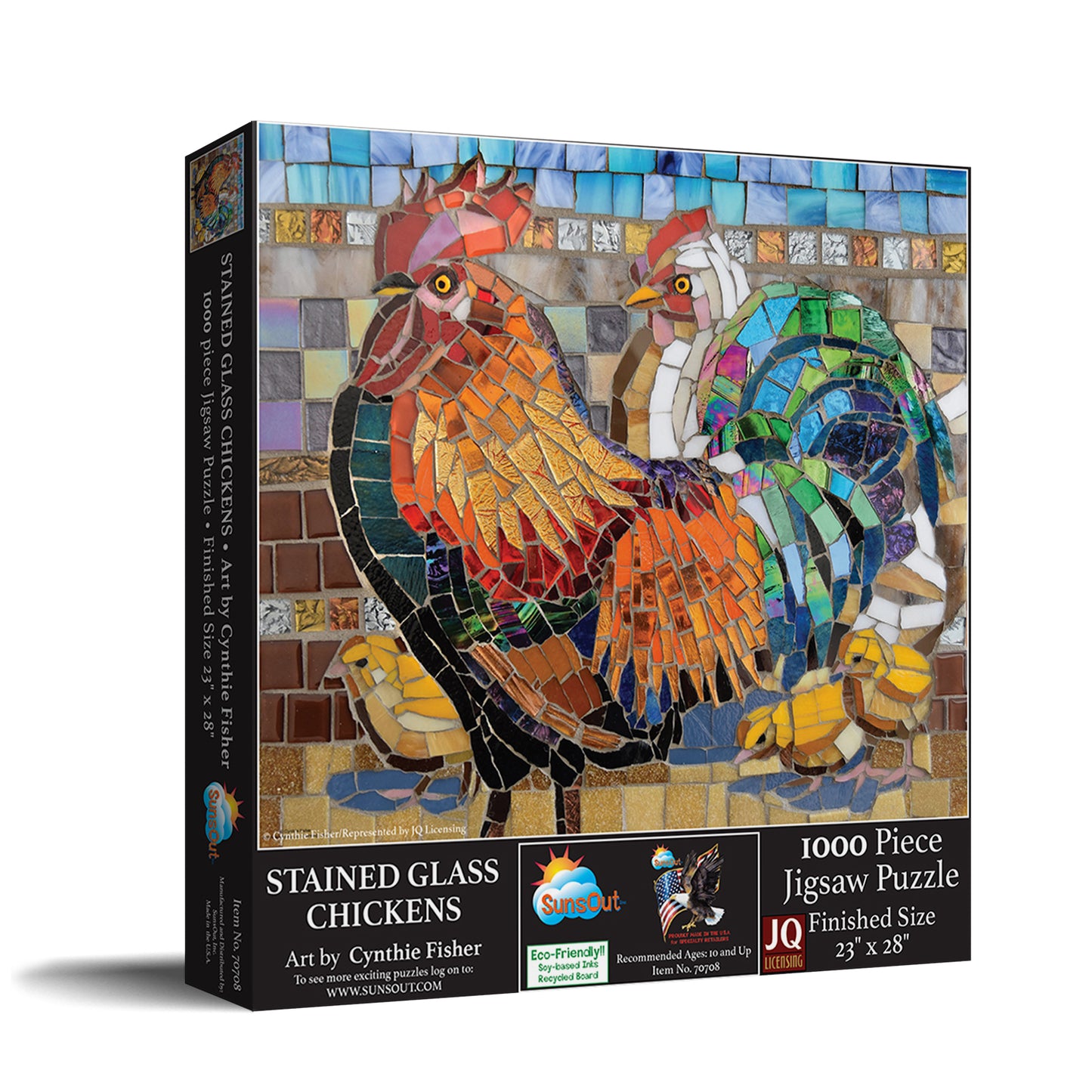 Stained Glass Chickens 1000 pc Jigsaw Puzzle 70708