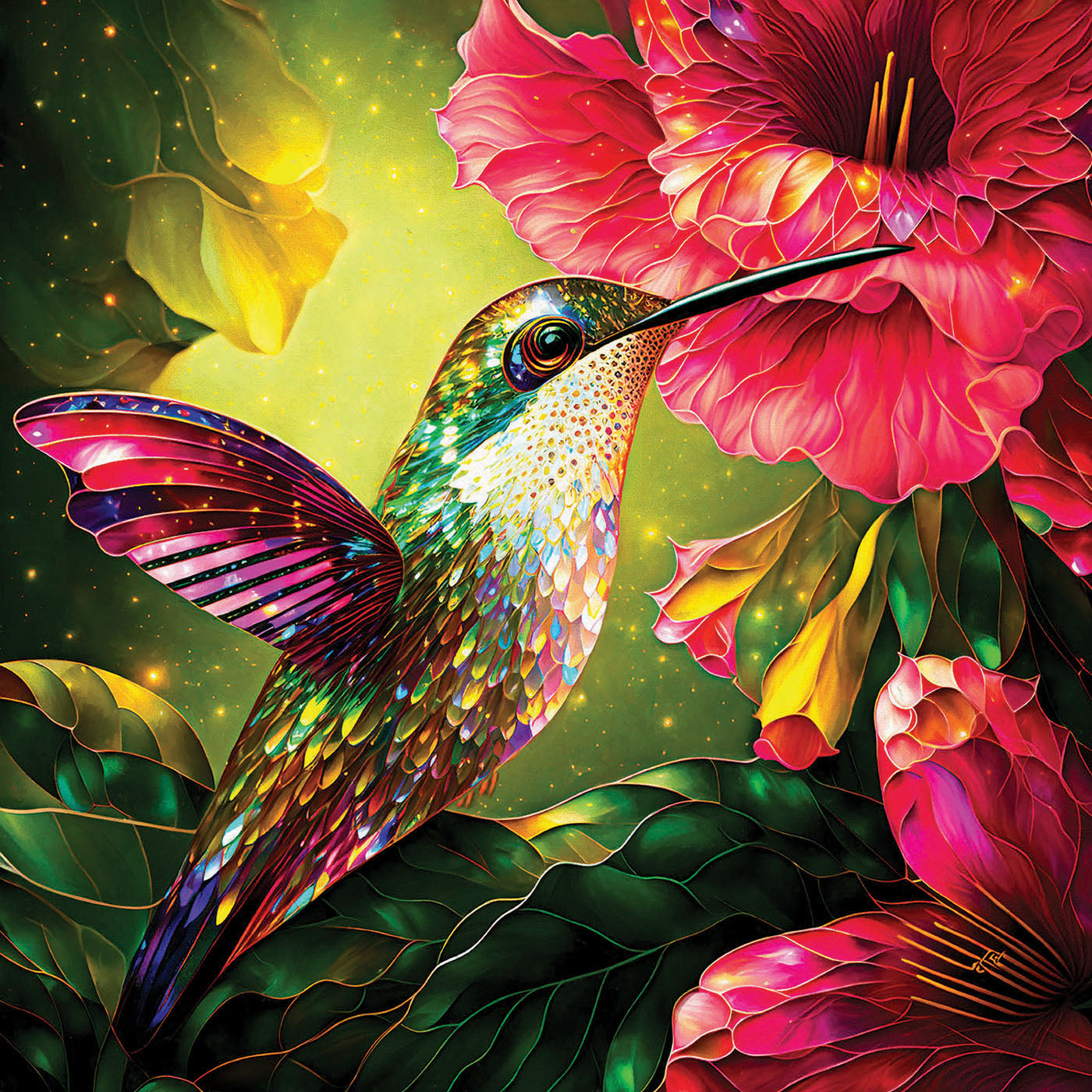 Hummingbird and Hibiscus 1000 pc Jigsaw Puzzle 71325