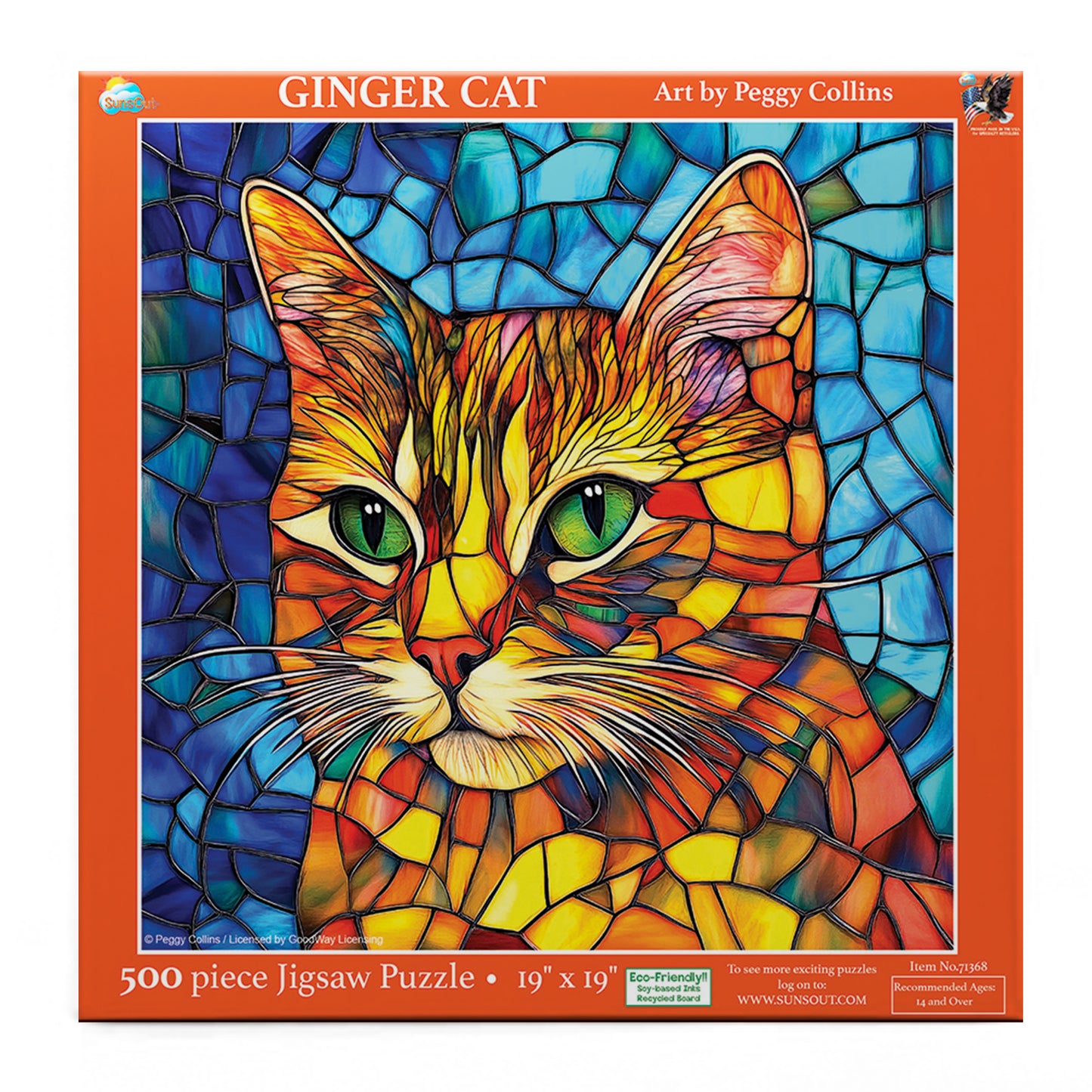 Stained Glass Ginger Cat 500 pc Jigsaw Puzzle 71368