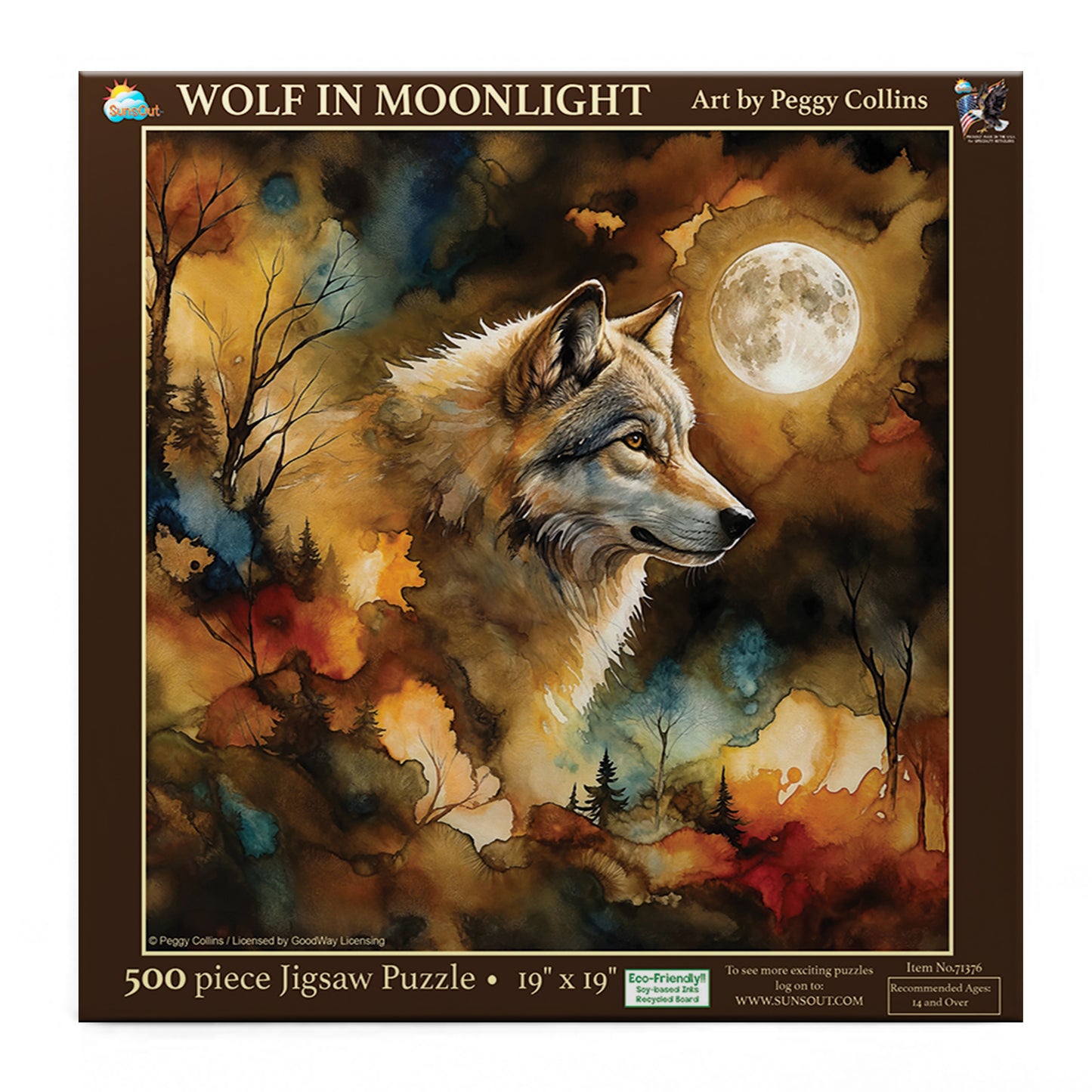 Wolf in Moonlight 500 pc Jigsaw Puzzle 71376