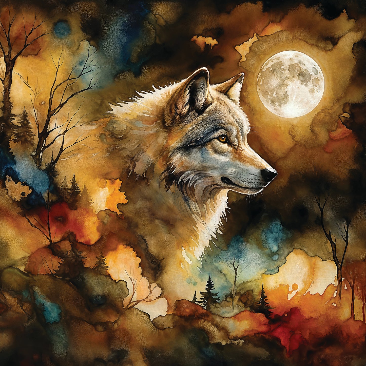 Wolf in Moonlight 500 pc Jigsaw Puzzle 71376