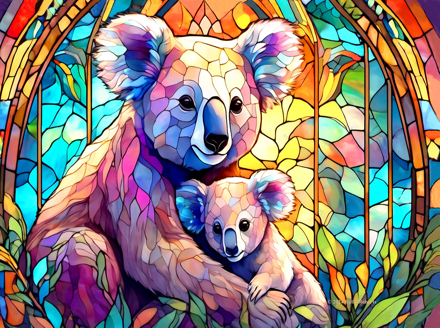 Stained Glass Zoo Koala 1000 pc Jigsaw Puzzle 73301