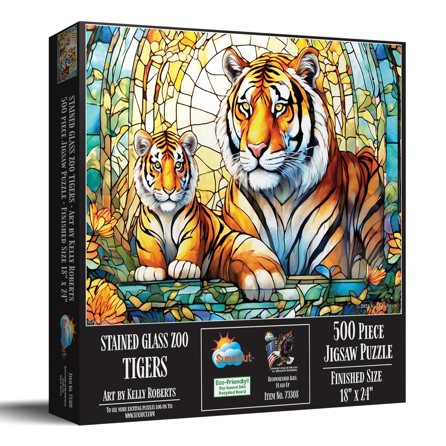 Stained Glass Zoo Tigers 500 pc Jigsaw Puzzle 73308
