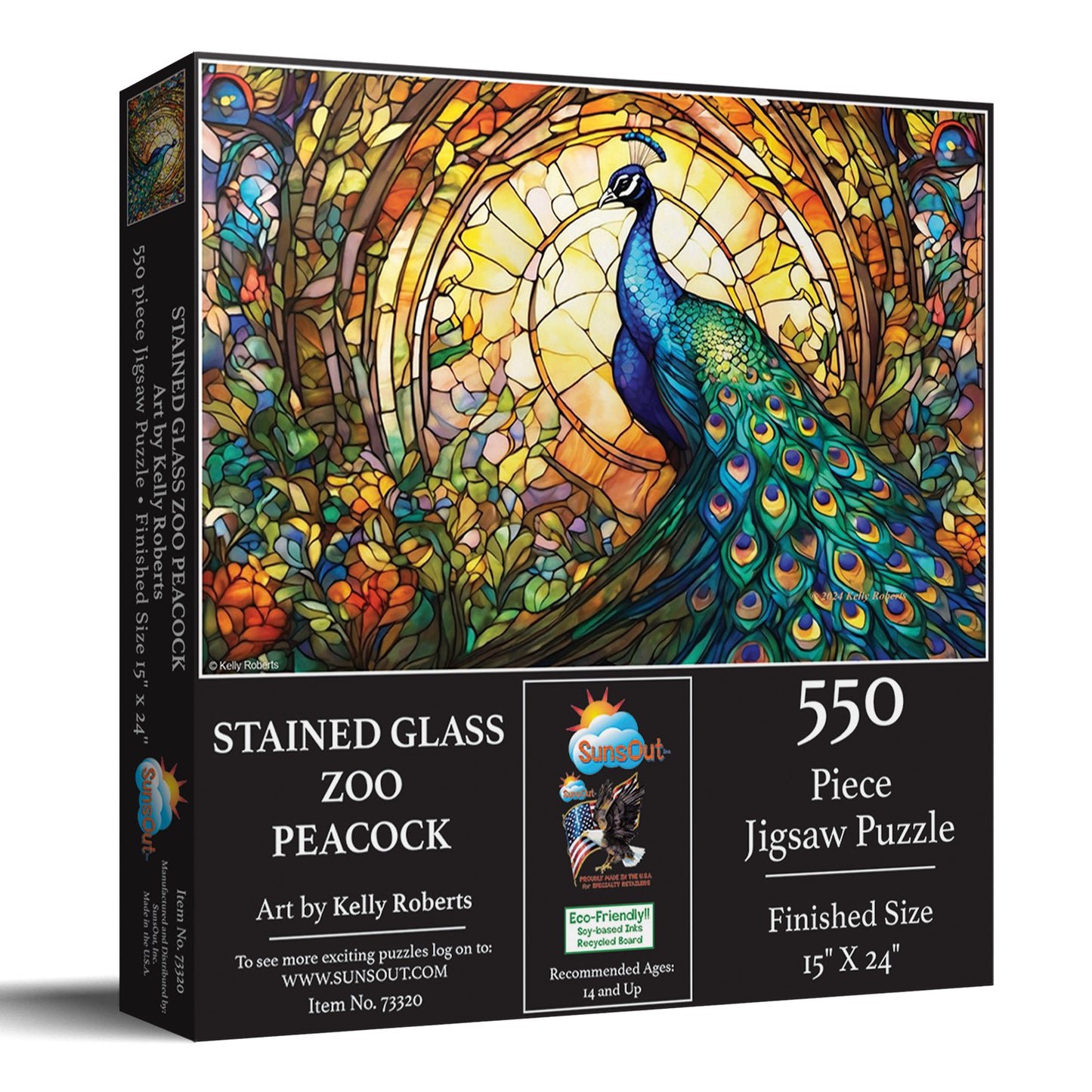 Stained Glass Zoo Peacock 550 pc Jigsaw Puzzle 73320