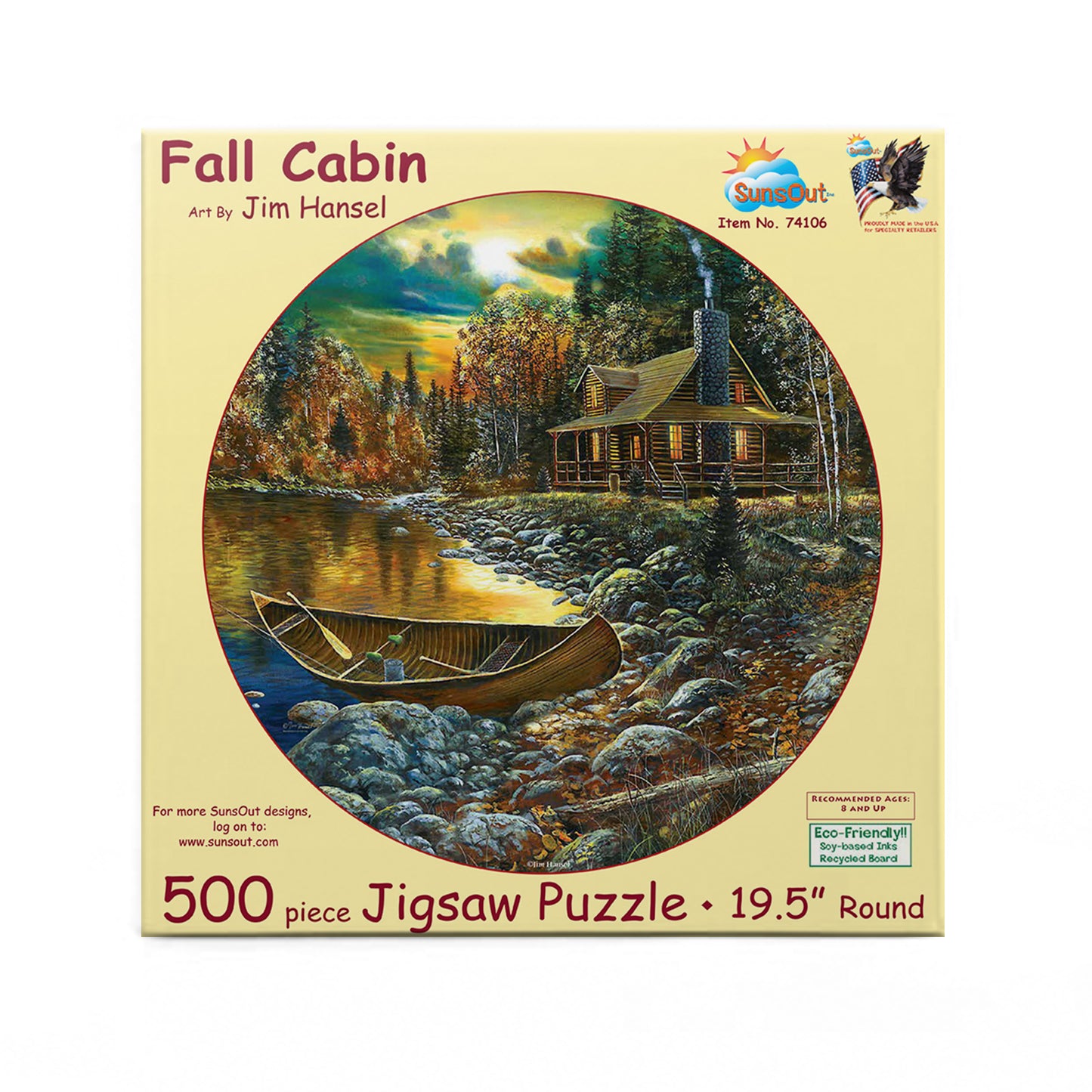 Fall Cabin 500 pc Round Jigsaw Puzzle 74106