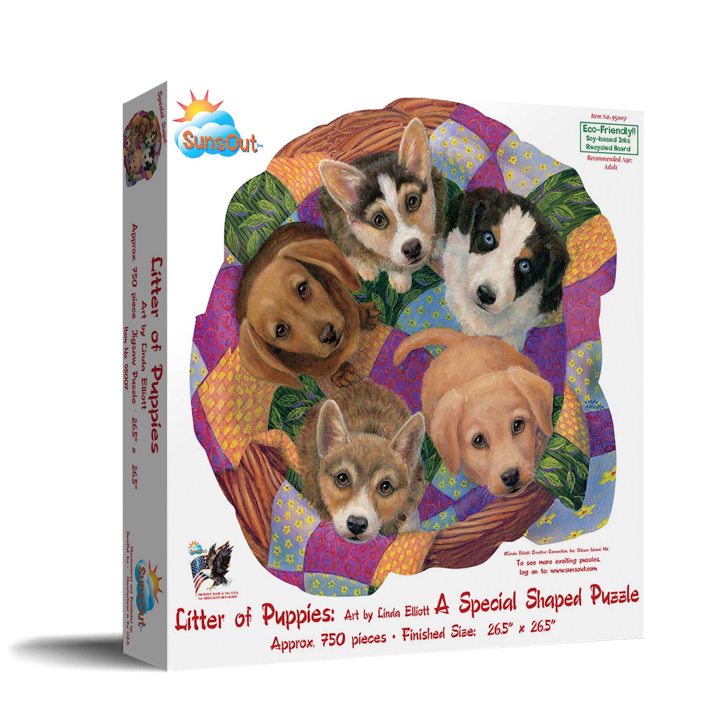 Litter of Puppies 750 pc Special Shape Jigsaw Puzzle 95007