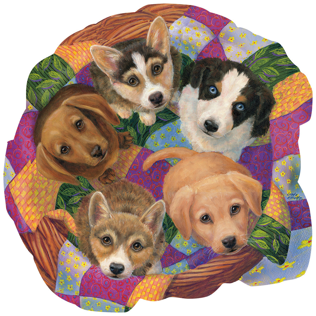 Litter of Puppies 750 pc Special Shape Jigsaw Puzzle 95007
