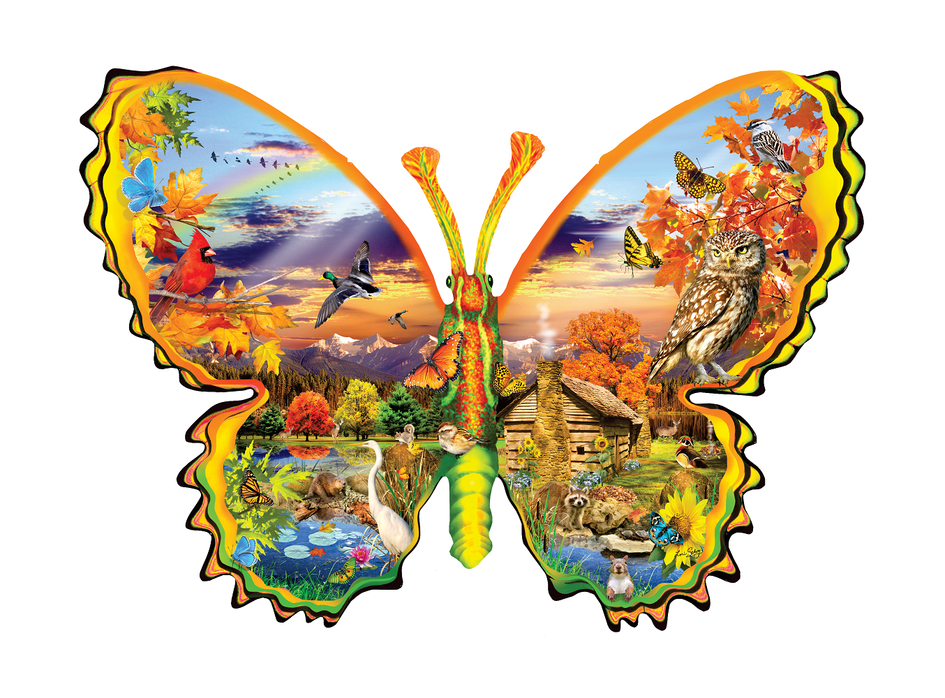 Autumn Butterfly 1000 pc Special Shape Jigsaw Puzzle 95084