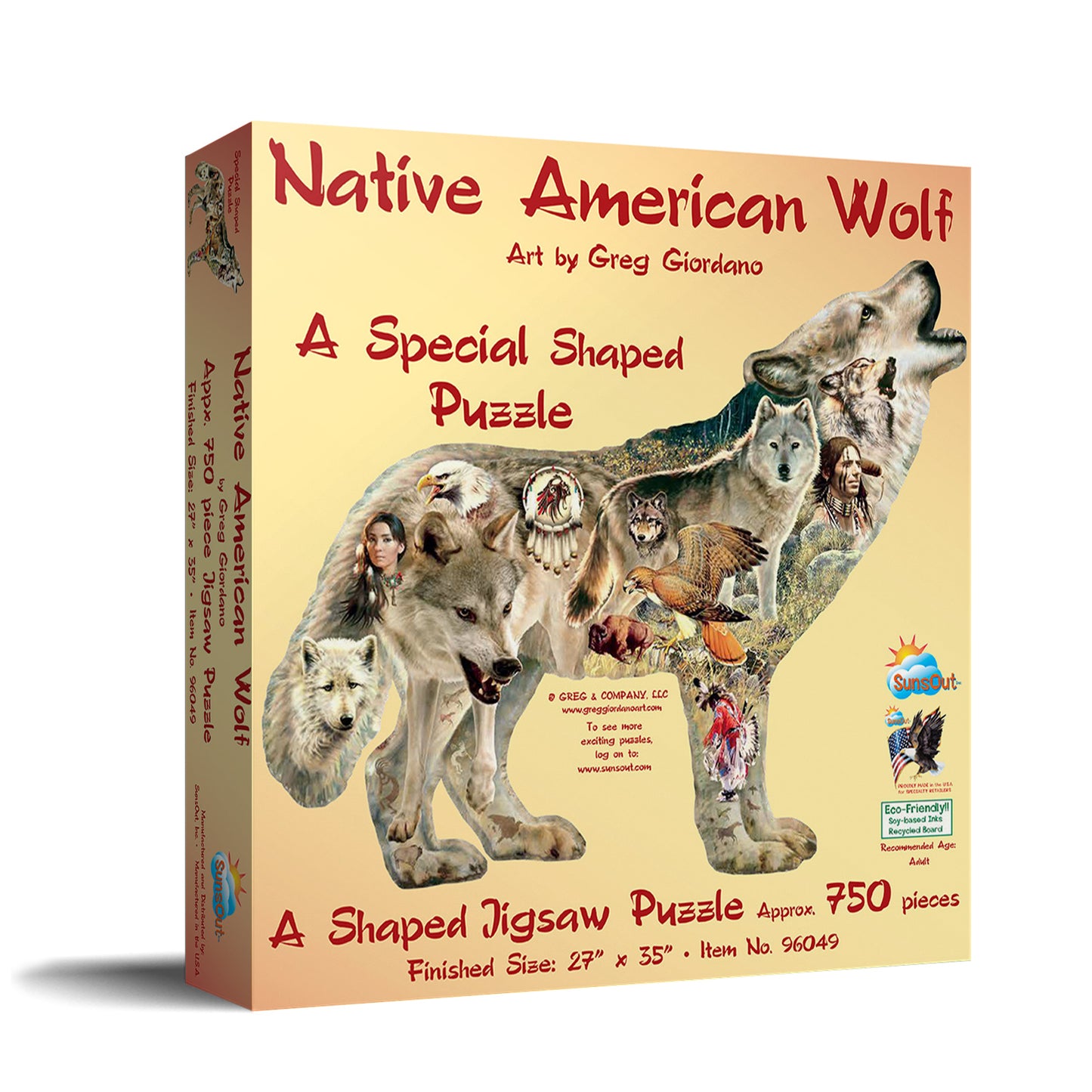 Native American Wolf 750 pc Special Shape Jigsaw Puzzle 96049