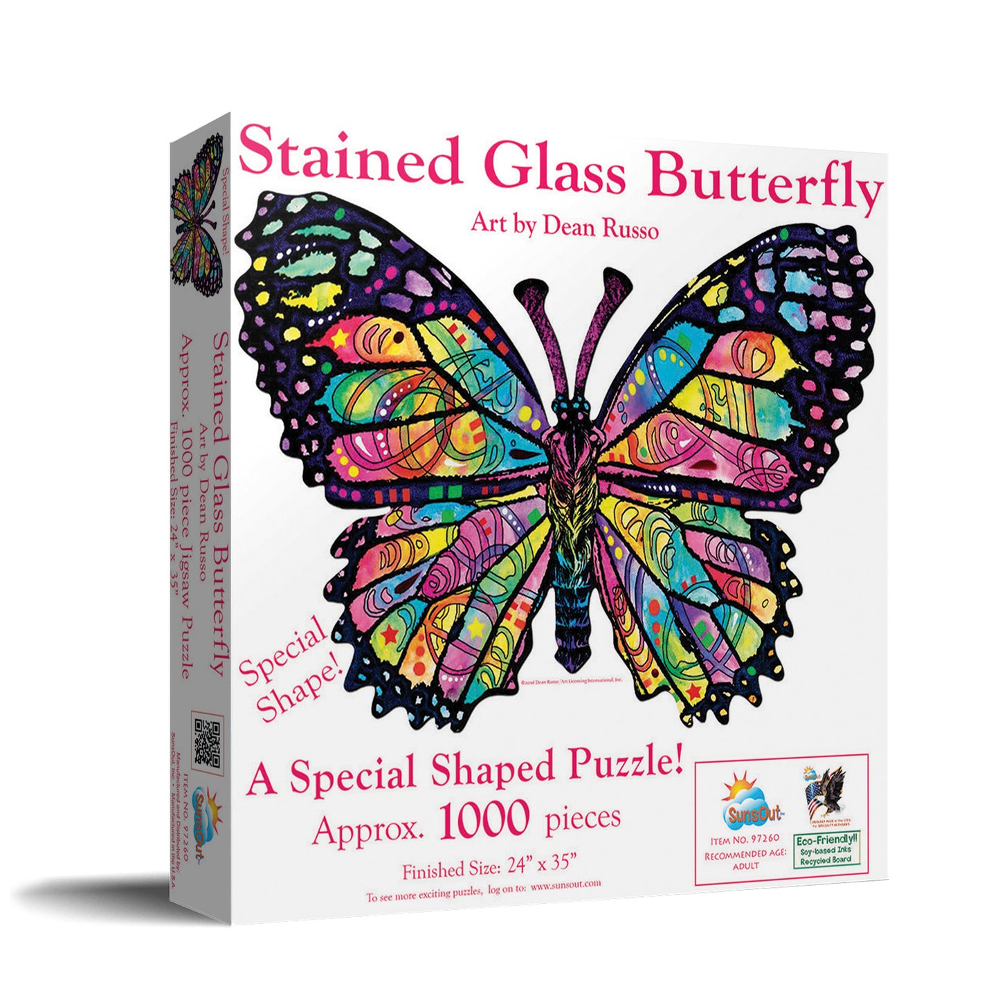 Stained Glass Butterfly 1000 pc Special Shape Jigsaw Puzzle 97260