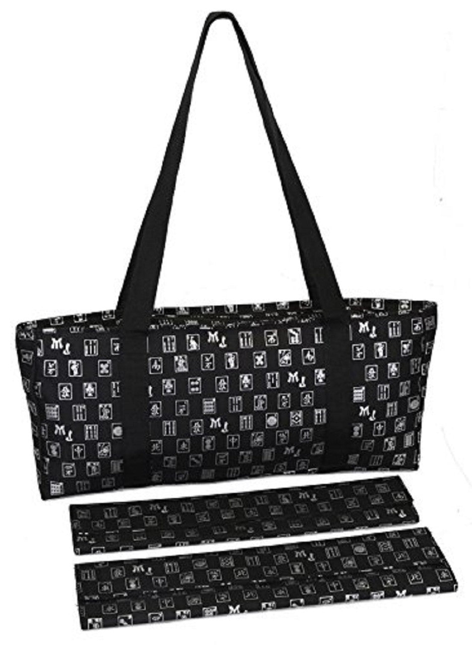 Mah Jongg Black & Silver MJ Designer Logo Soft Replacement Case, includes two matching wraps and a bonus bag, (Replacement Soft Case Only - tiles, trays, racks and pushers not included) 132643