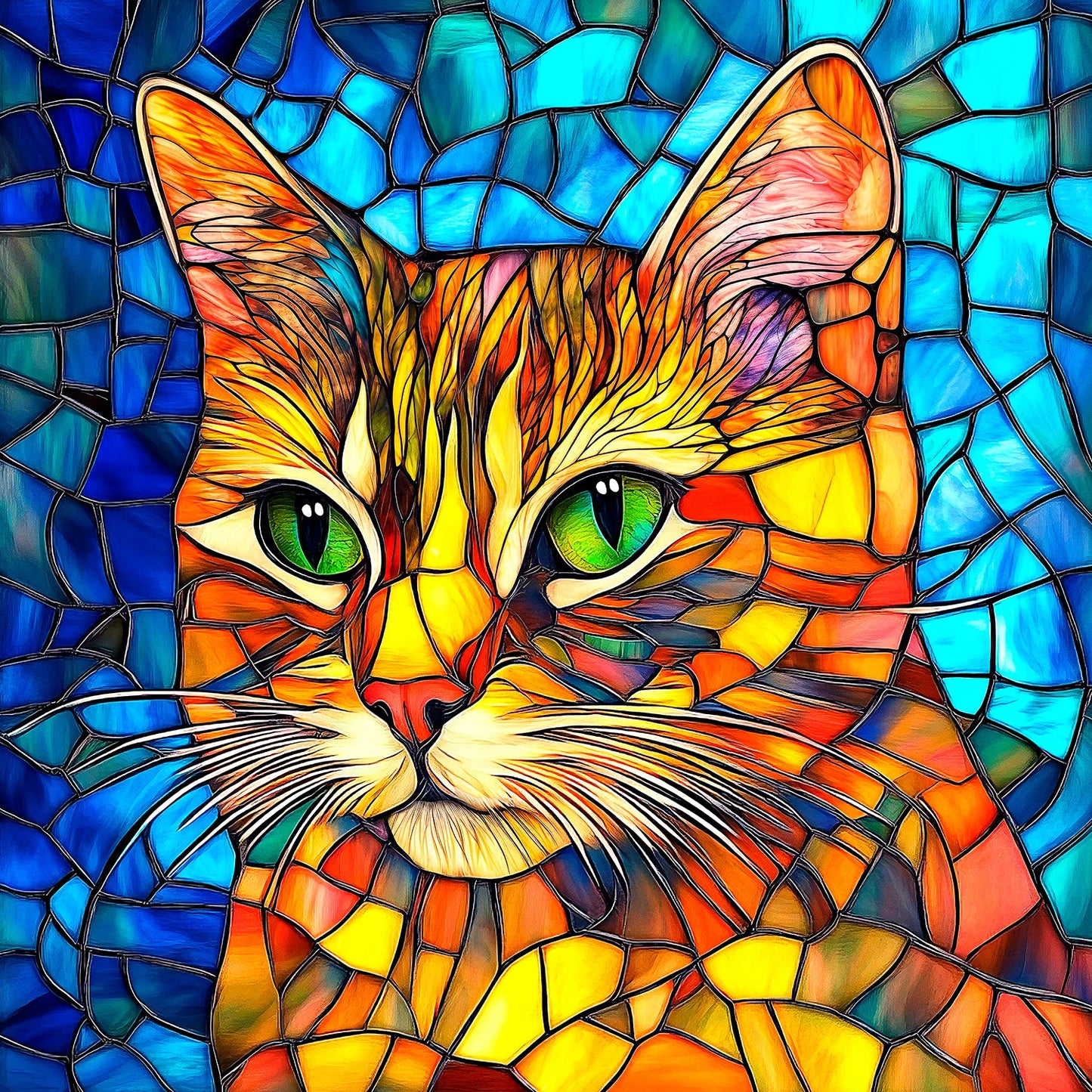 Stained Glass Ginger Cat 500 pc Jigsaw Puzzle 71368