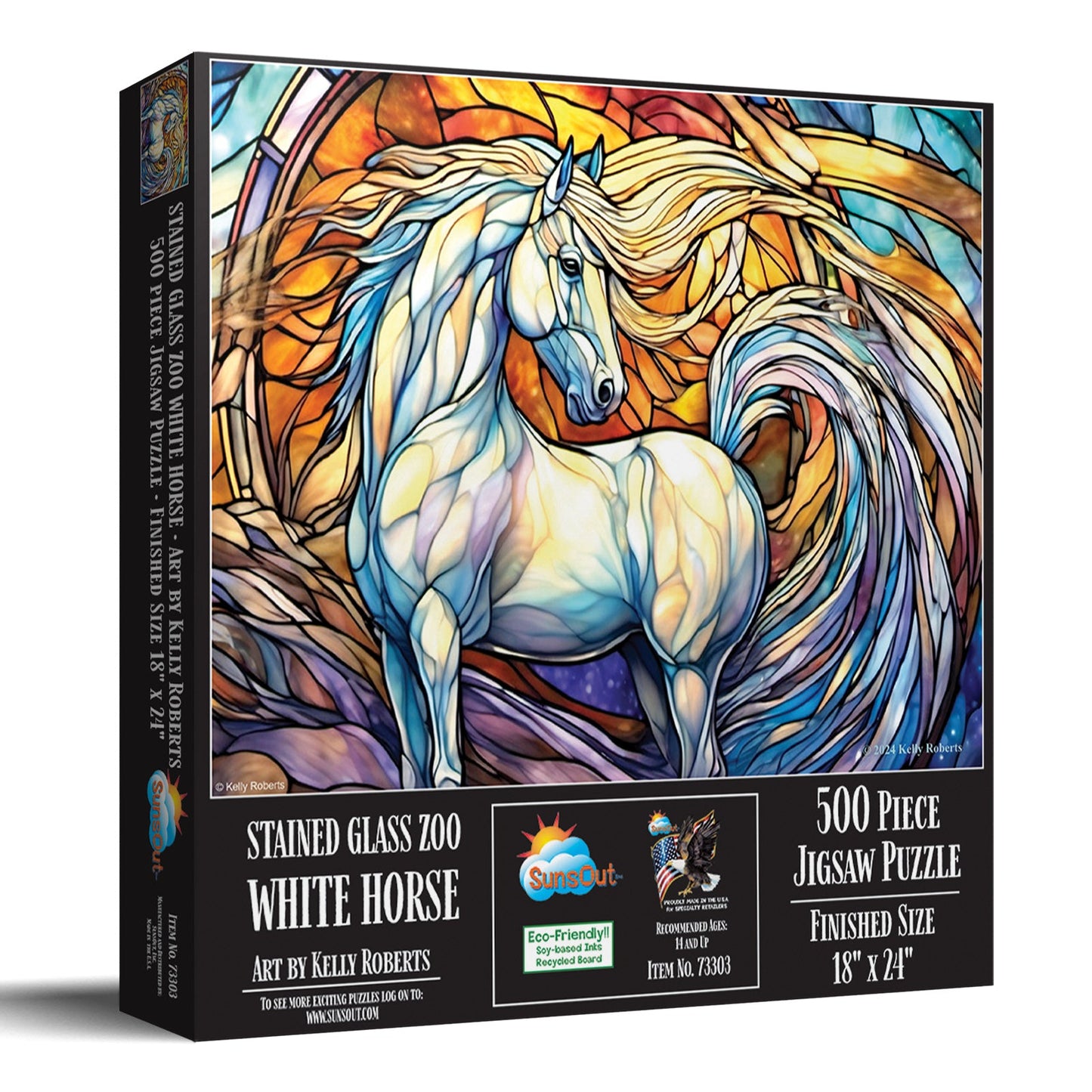 Stained Glass Zoo White Horse 500 pc Jigsaw Puzzle 73303