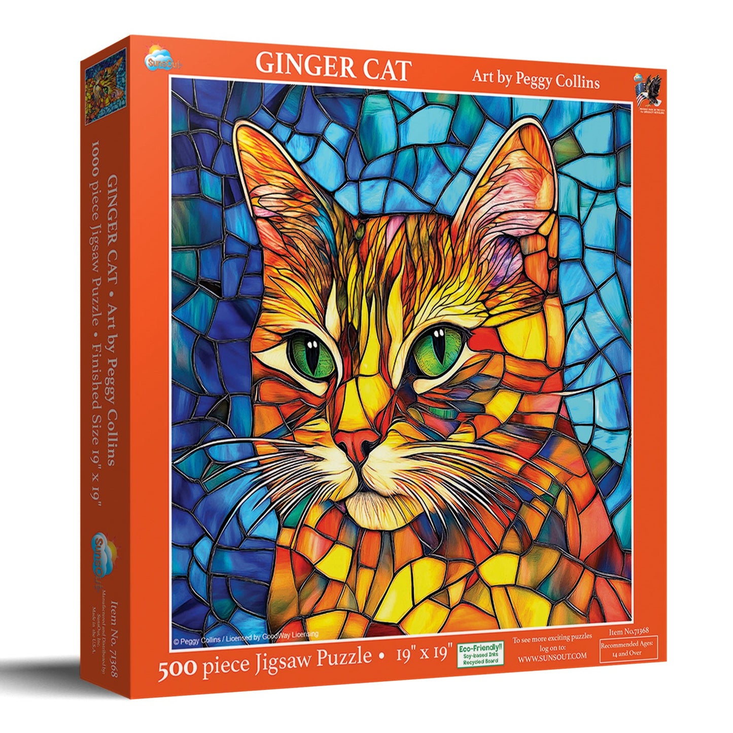 Stained Glass Ginger Cat 500 pc Jigsaw Puzzle 71368