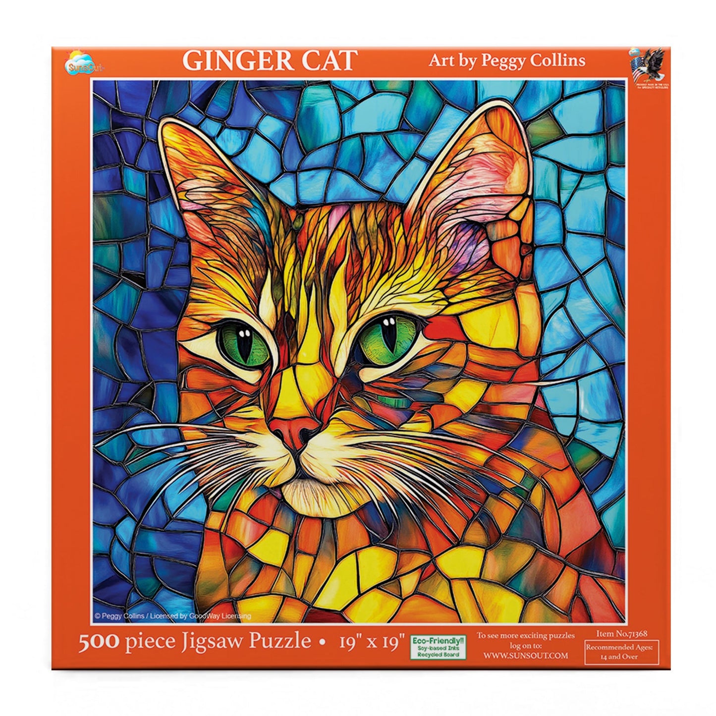 Stained Glass Ginger Cat 500 pc Jigsaw Puzzle 71368