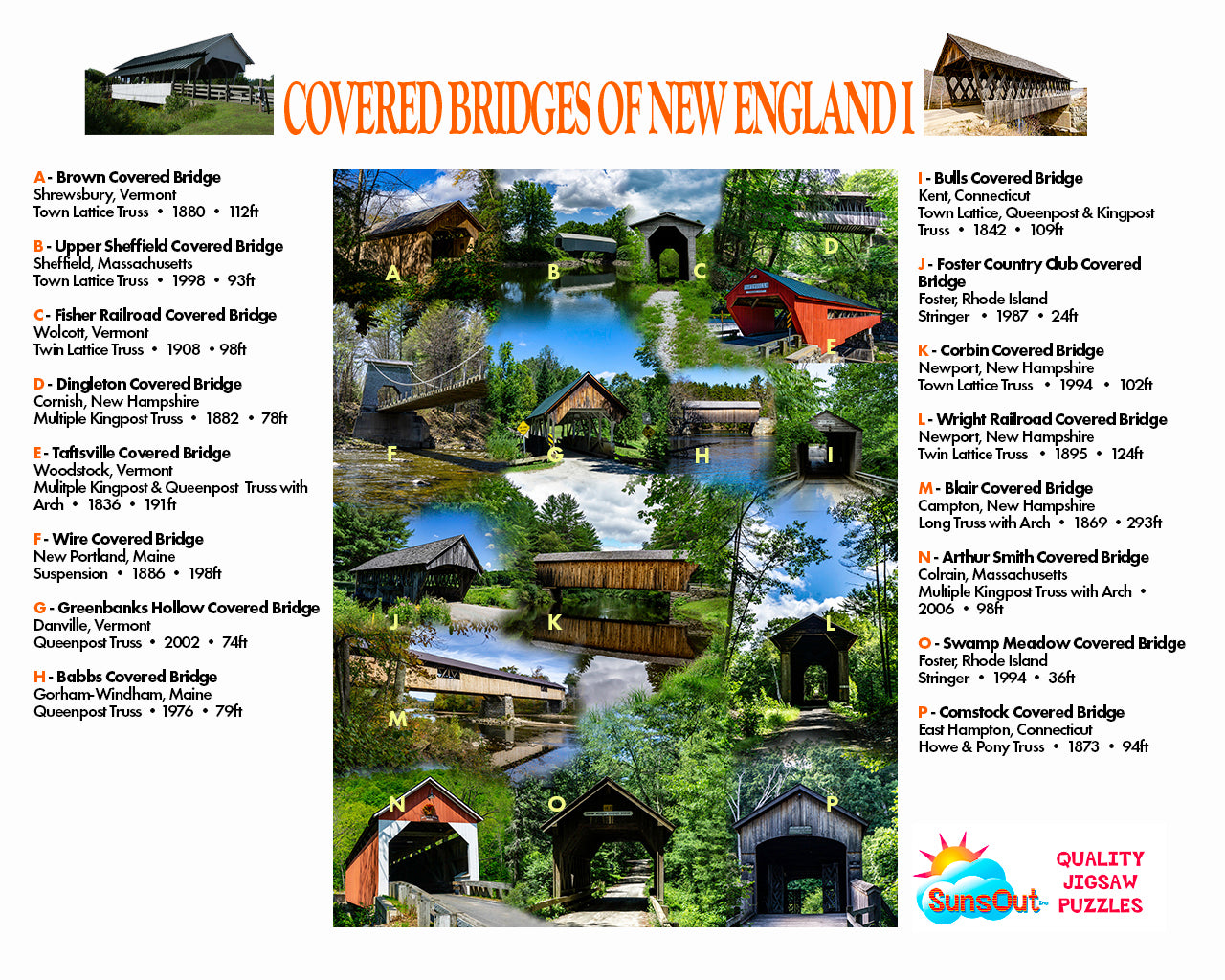 Covered Bridges of New England 1000 pc Jigsaw Puzzle 64001