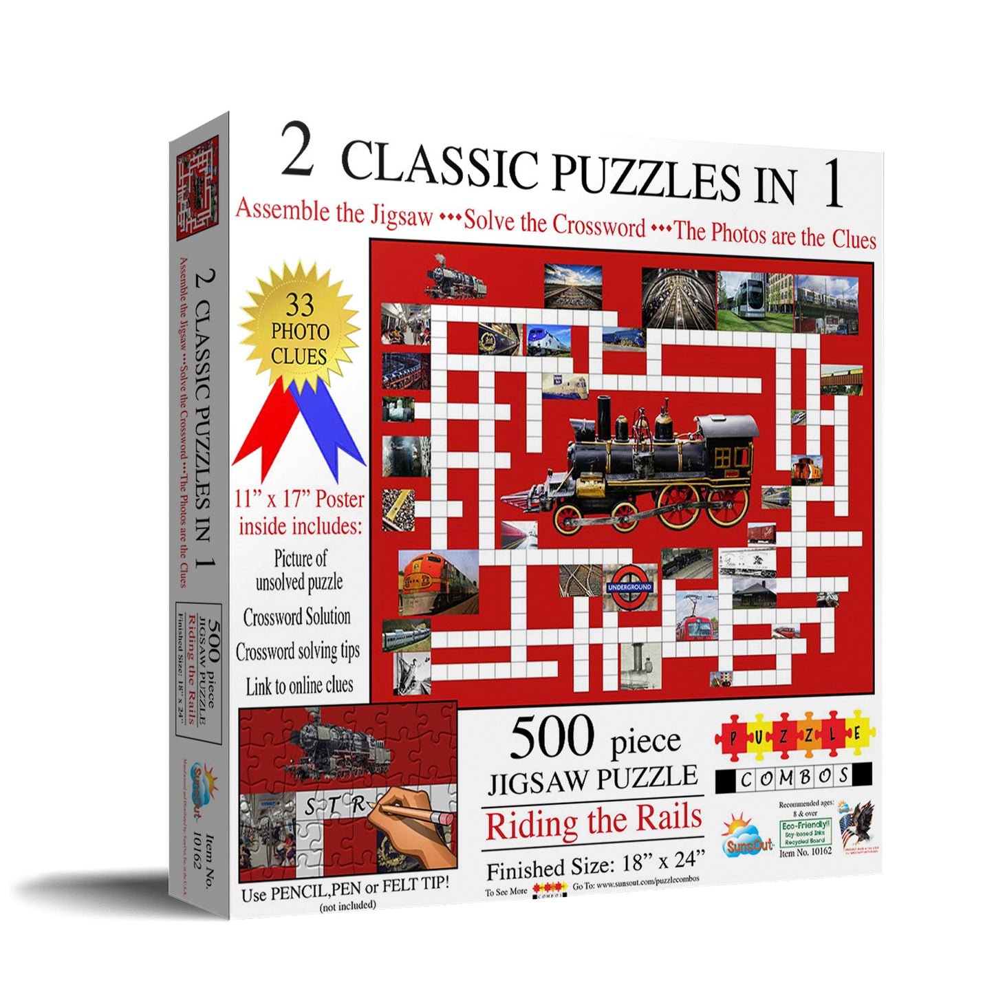 Riding the Rails 500 pc Puzzle Combo Jigsaw Puzzle 10162