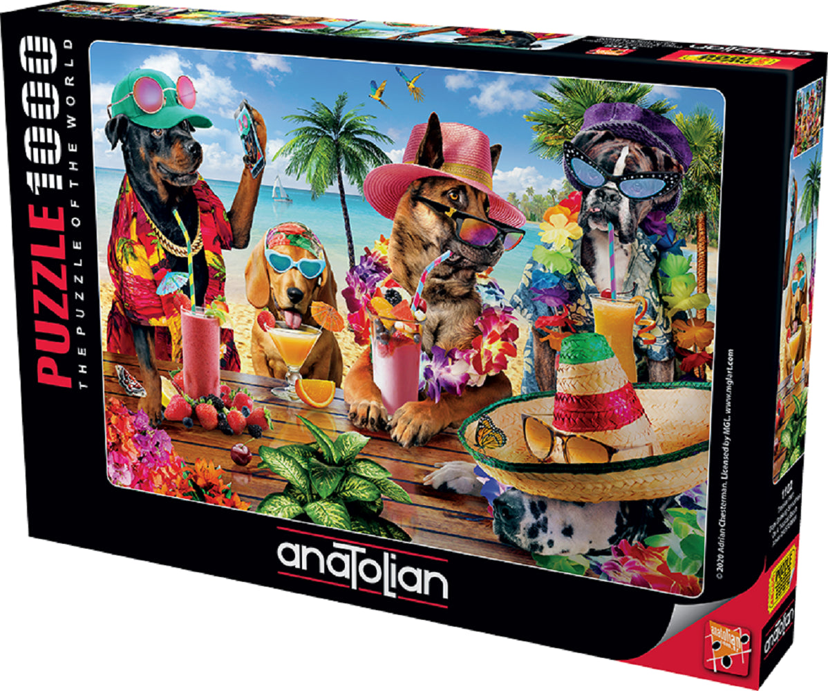 Dogs drinking smoothies on a tropical beach 1000 pc  Jigsaw Puzzle 1102