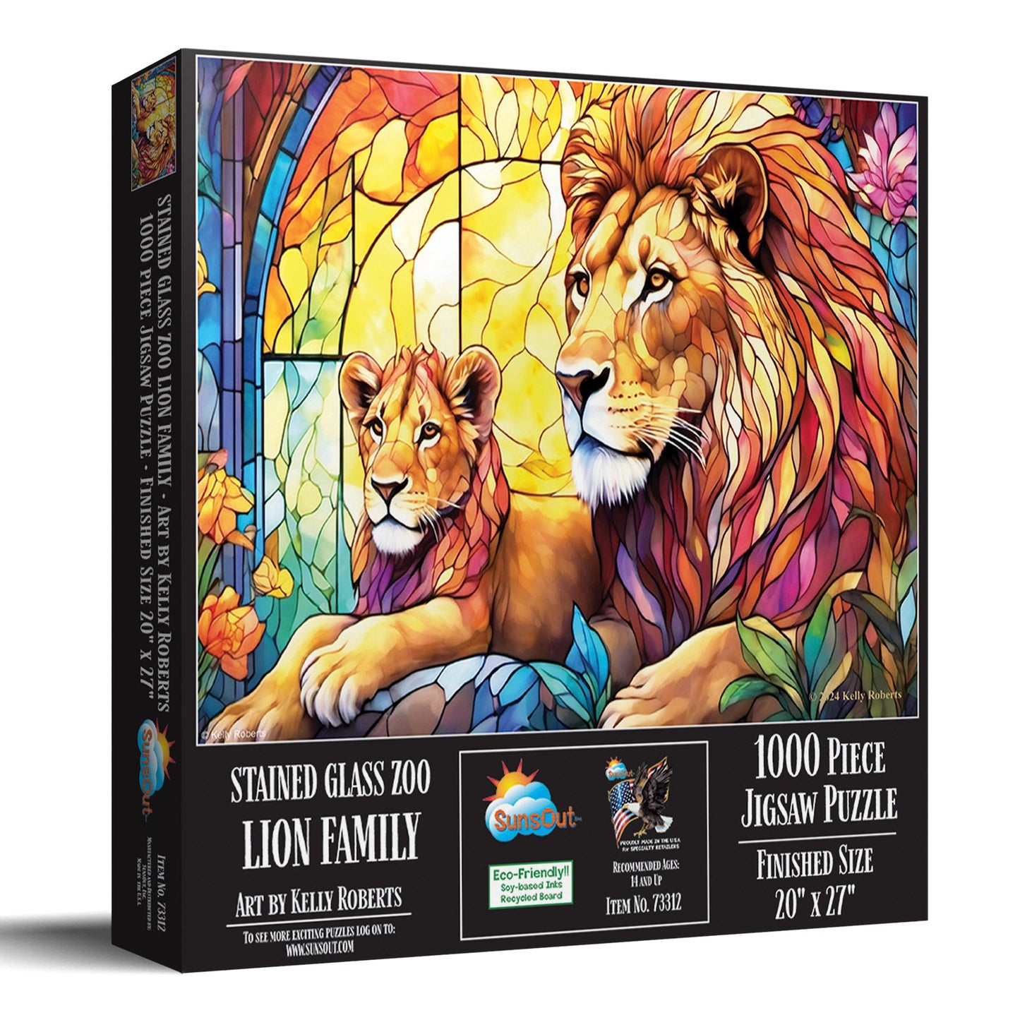 Stained Glass Zoo Lion Family 1000 pc  Jigsaw Puzzle 73312