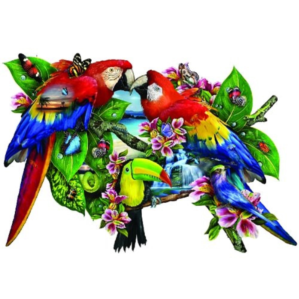Parrots in Paradise 1000 pc Special Shape Jigsaw Puzzle 95278