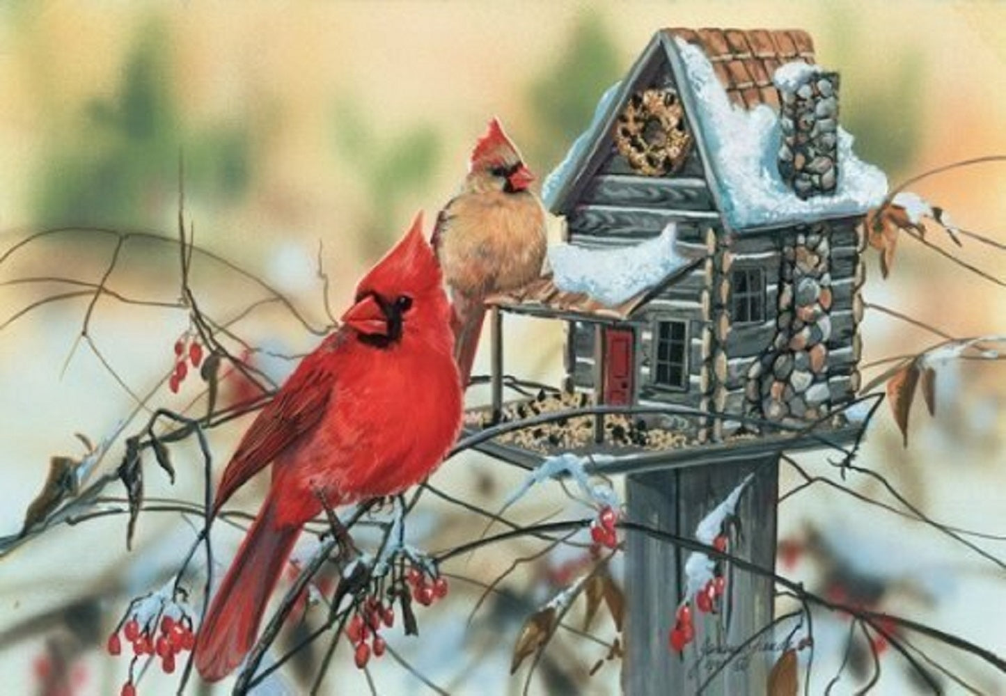 Cardinal's Rustic Retreat 500 pc  Jigsaw Puzzle 30624