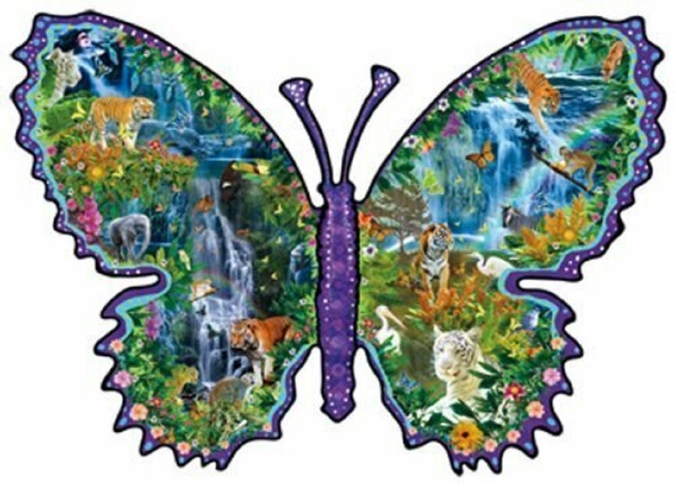 Rainforest Butterfly 1000 pc Special Shape Jigsaw Puzzle 95571