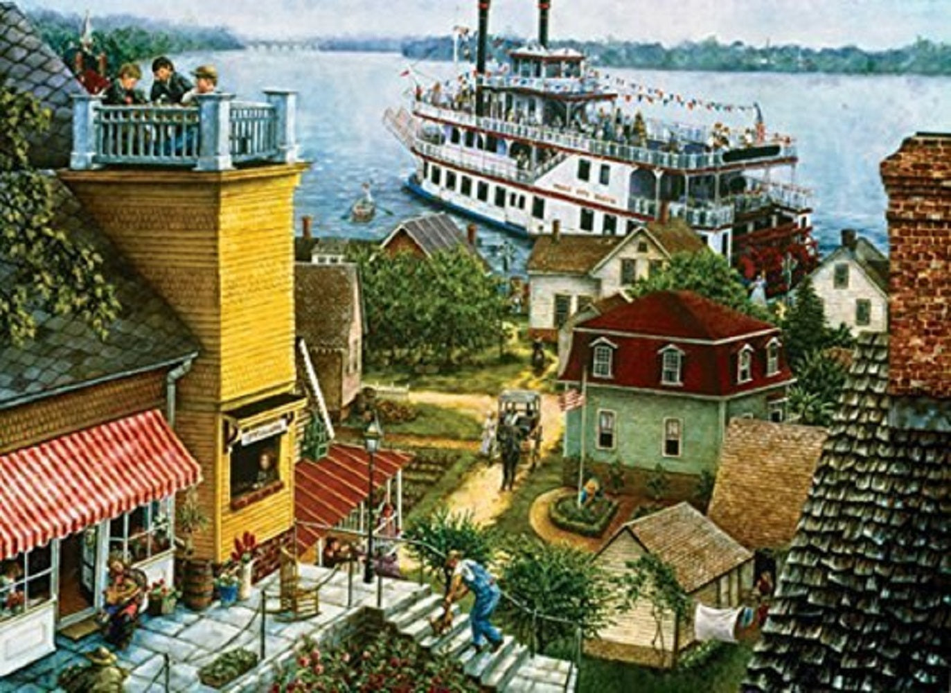 Paddle Boat Landing 500 pc Large Pieces Jigsaw Puzzle 44318